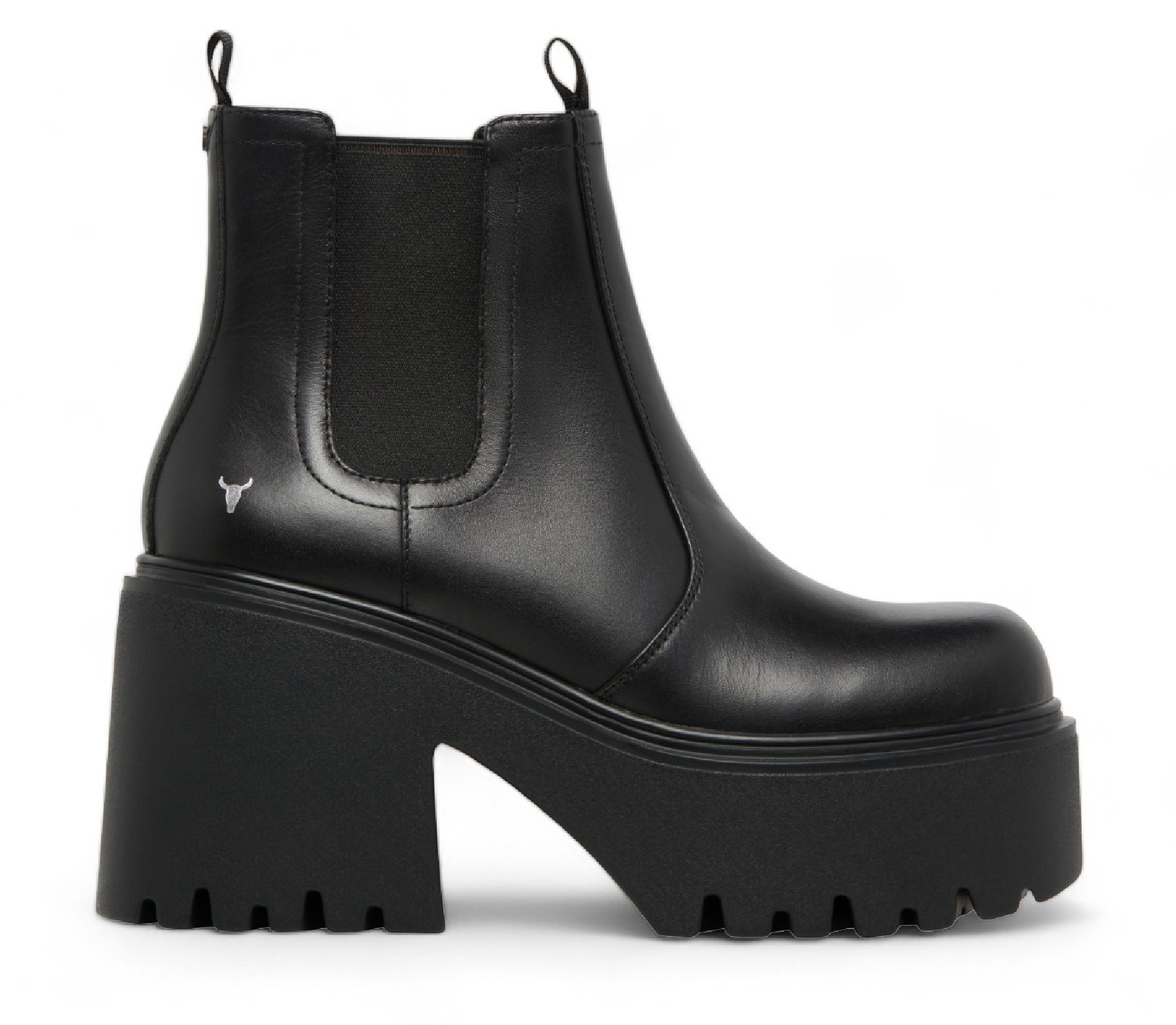Thumbnail - Windsor Smith Schwarze Leder Plateau Chelsea Boots - Tricky