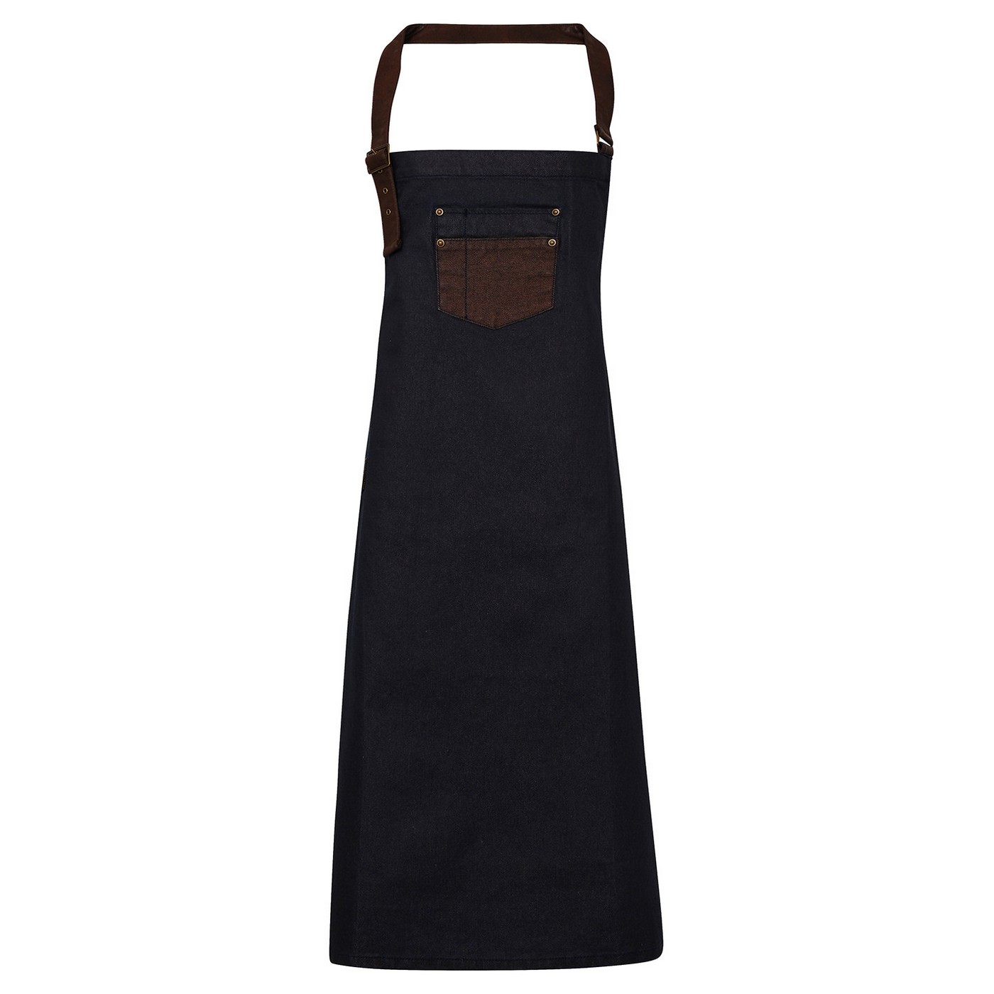 Thumbnail - Premier Division Schürze mit Latz (Indigo Denim/Brown Denim)