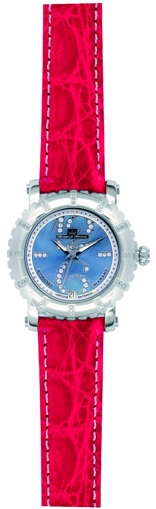 Yonger & Bresson Womens Yonger: Watch Red Band with Silver Dial Crocodile - One Size