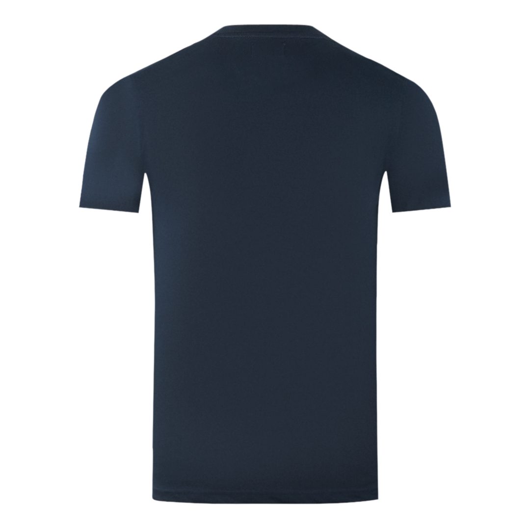 Aquascutum Stor Fet London Aldis Brand Logo Marinblå T-shirt herr – bild 2