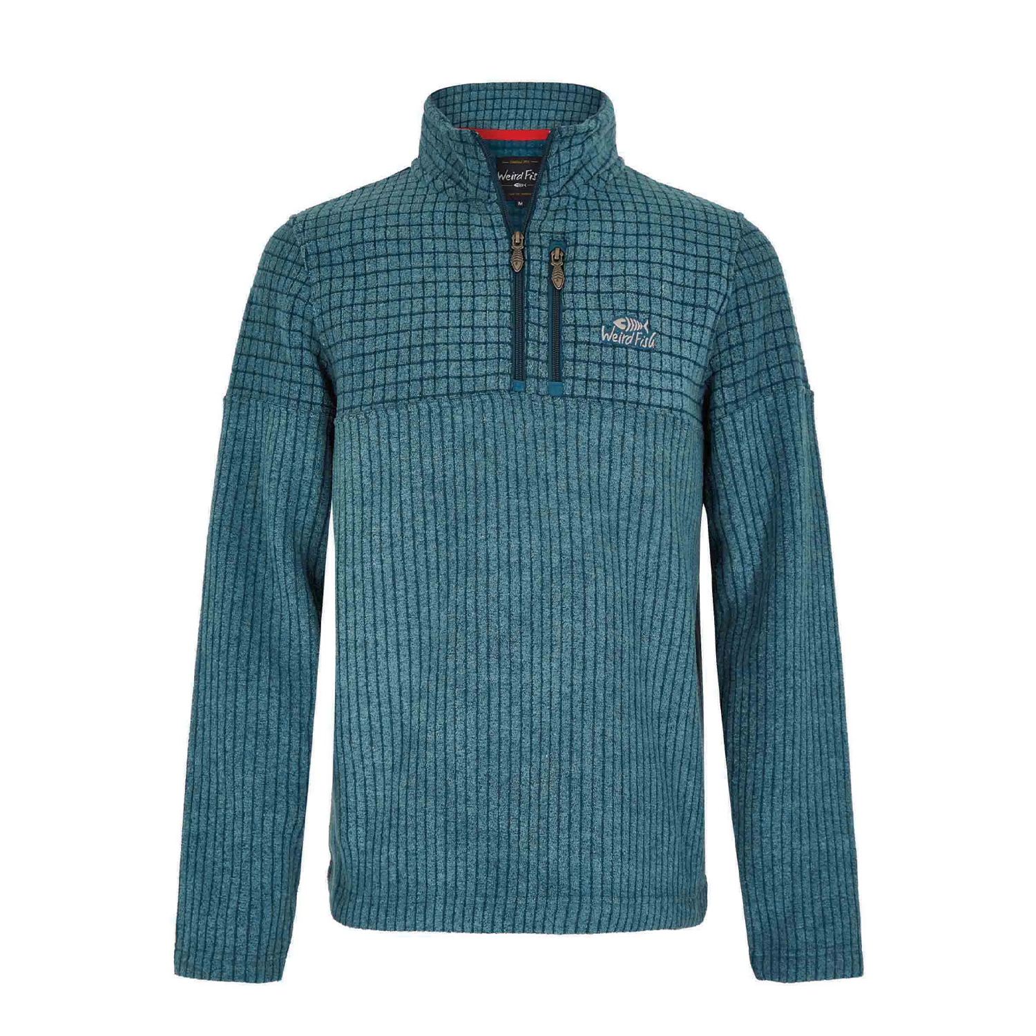 Thumbnail - Weird Fish - "Longmont" Fleece-Oberteil mit kurzem Reißverschluss für Herren (Tiefsee-Blau)