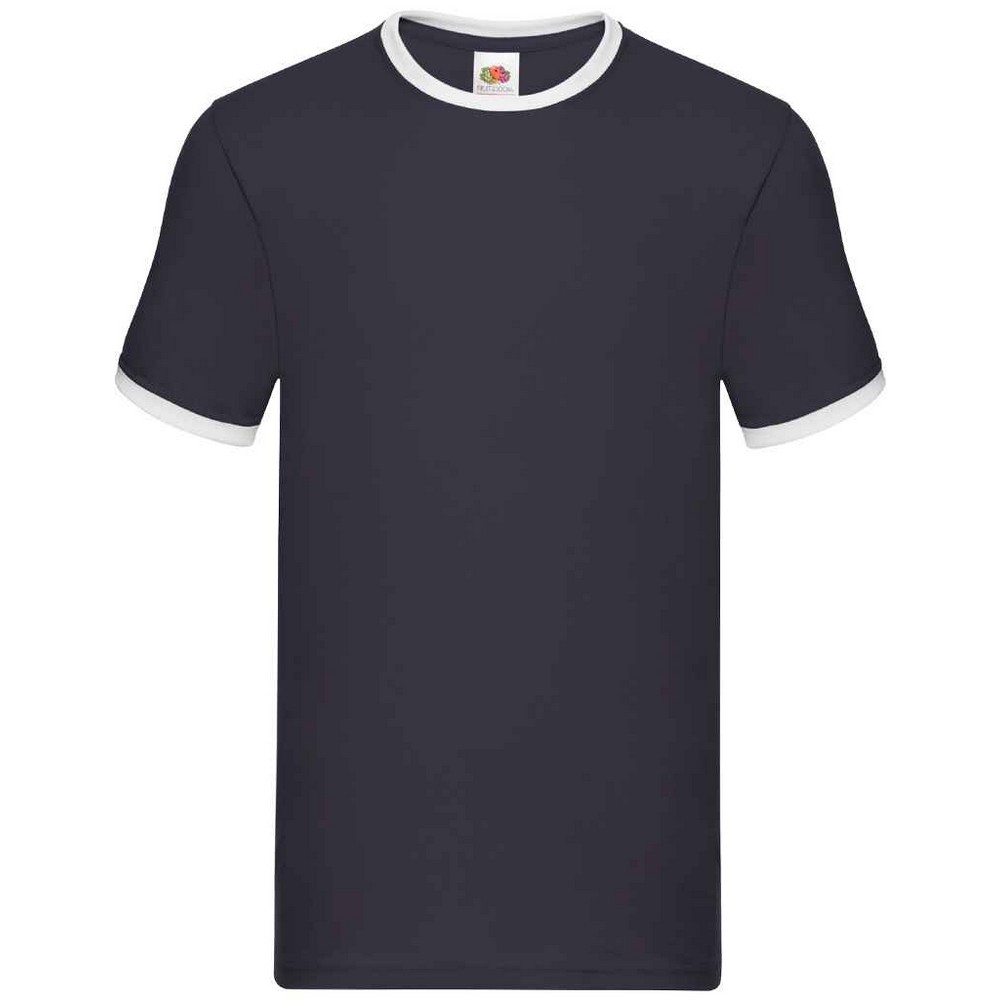 Thumbnail - Fruit of the Loom - "Ringer" T-Shirt für Herren (Marineblau/Weiß)