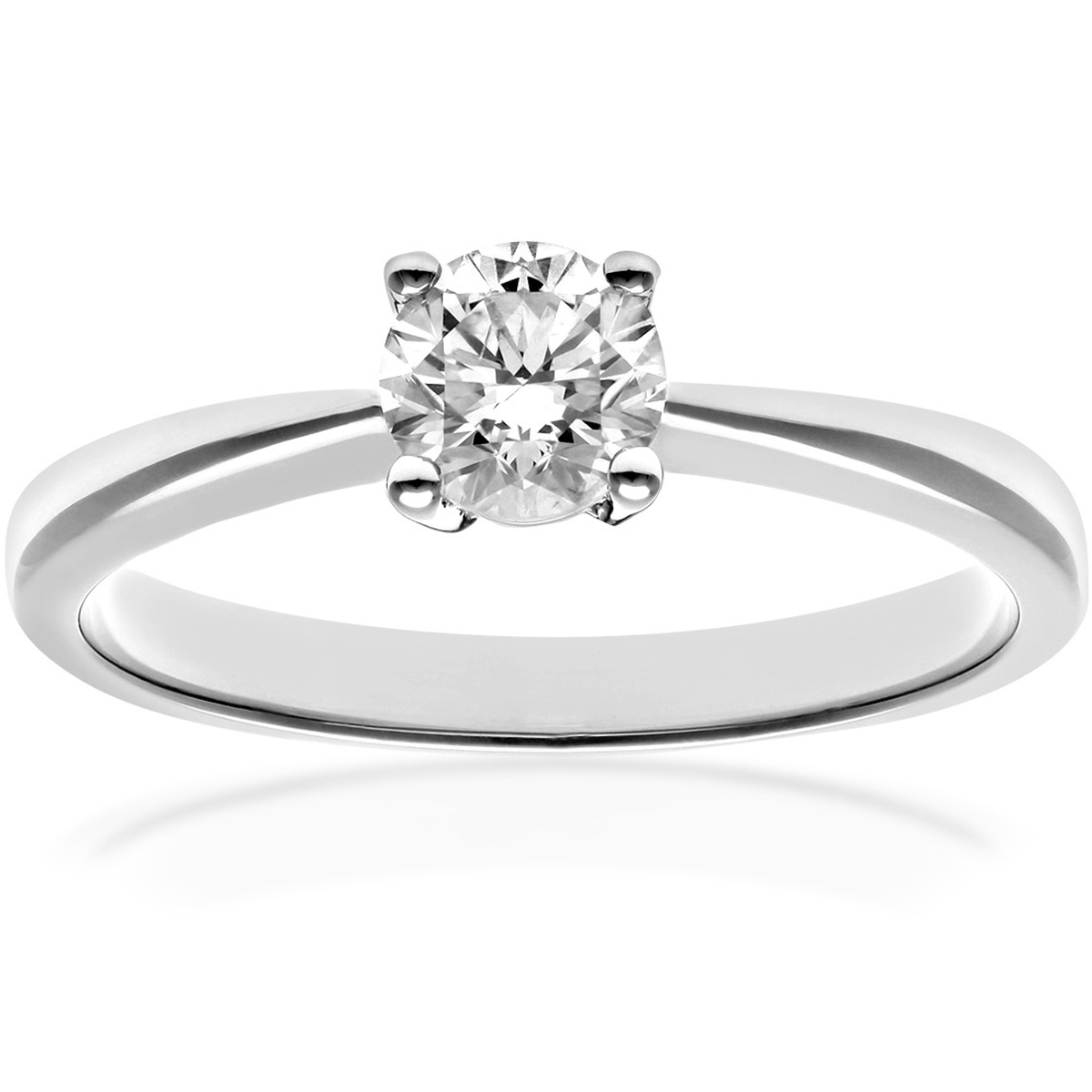Diamant L’Eternel Womens Engagement Ring, 18ct White Gold IJ/I Round Brilliant Certified Diamond 0.50ct Weight – Size M
