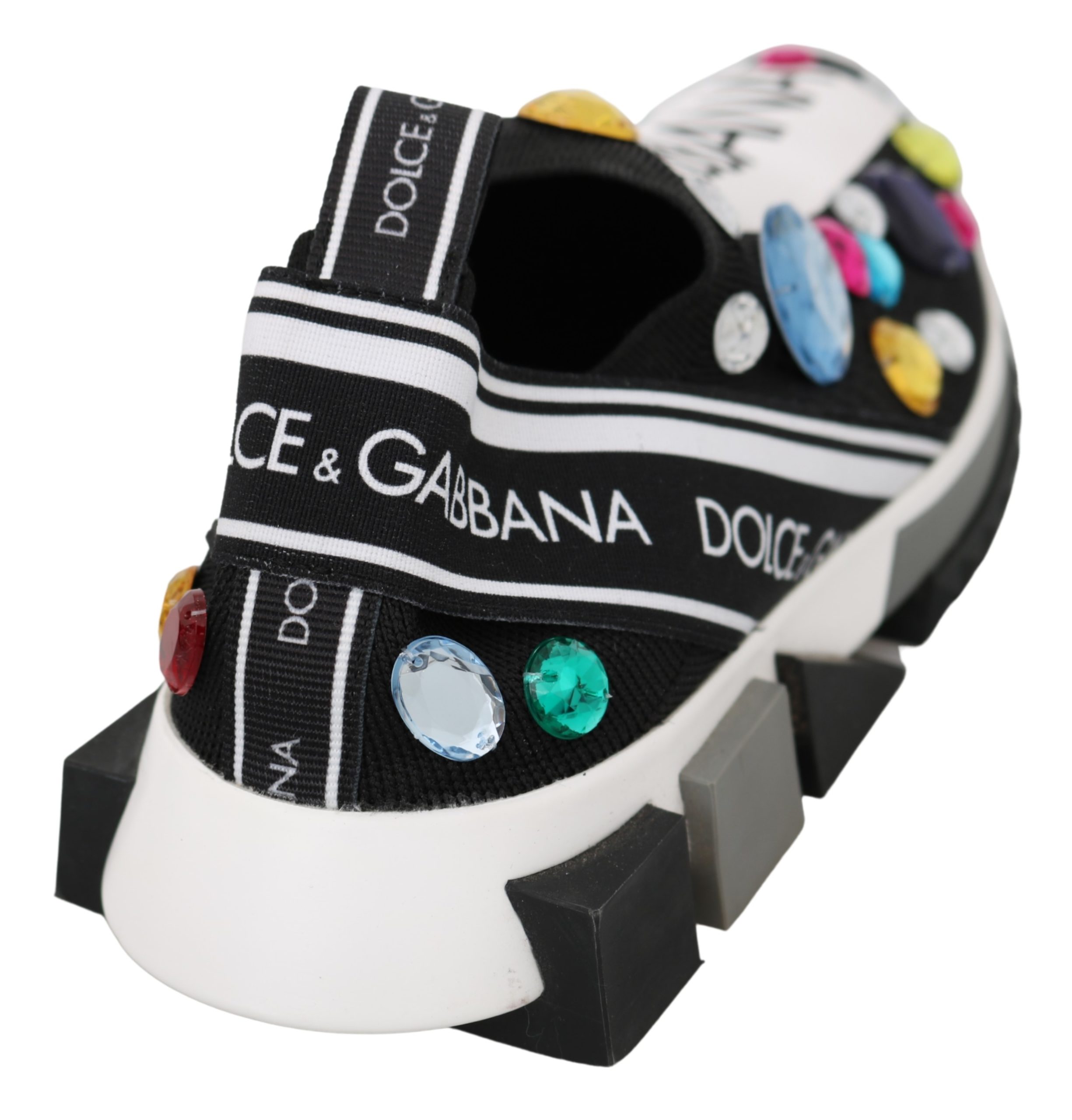 Dolce&Gabbana Kvinnors Svart Flerfärgad Kristall Sneakers Skor dam – bild 2