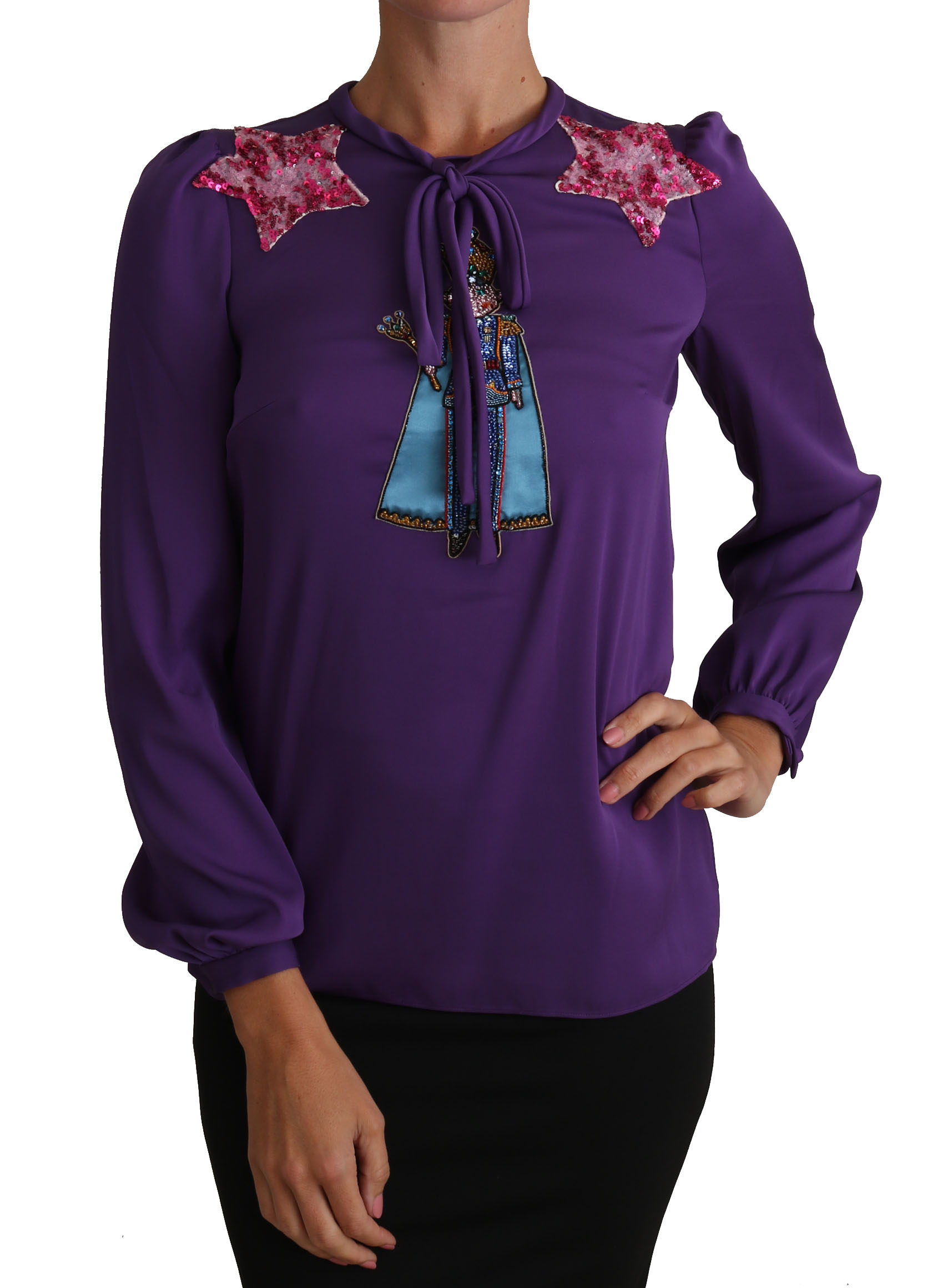 Dolce & Gabbana Paarse Blouse Prinses Sprookje Versierde Top