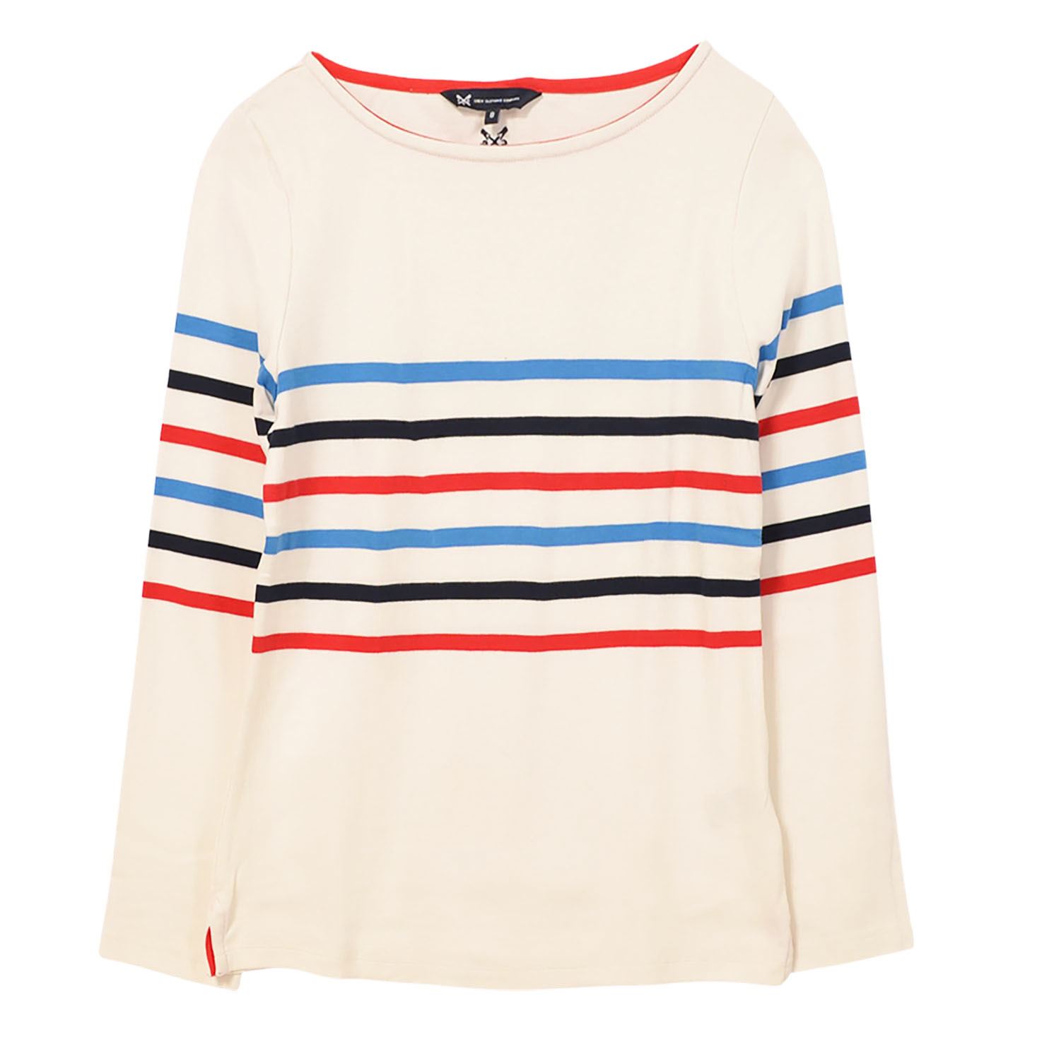 Crew Clothing Womens Long Sleeve Striped Cotton Top - White - Size 8 UK