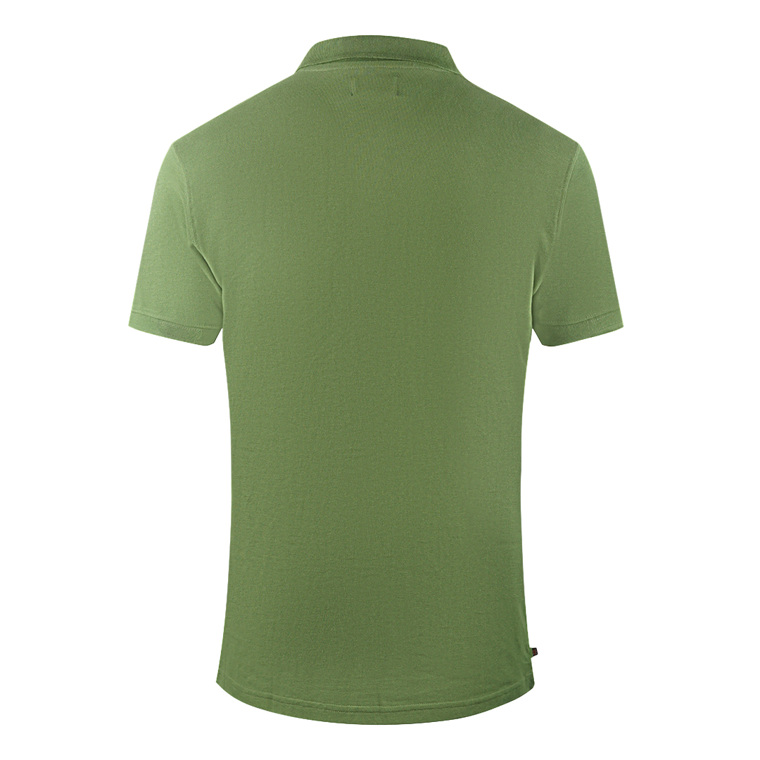 Aquascutum Brand Logo Plain Army Green Polo Shirt pikéer herr – bild 2