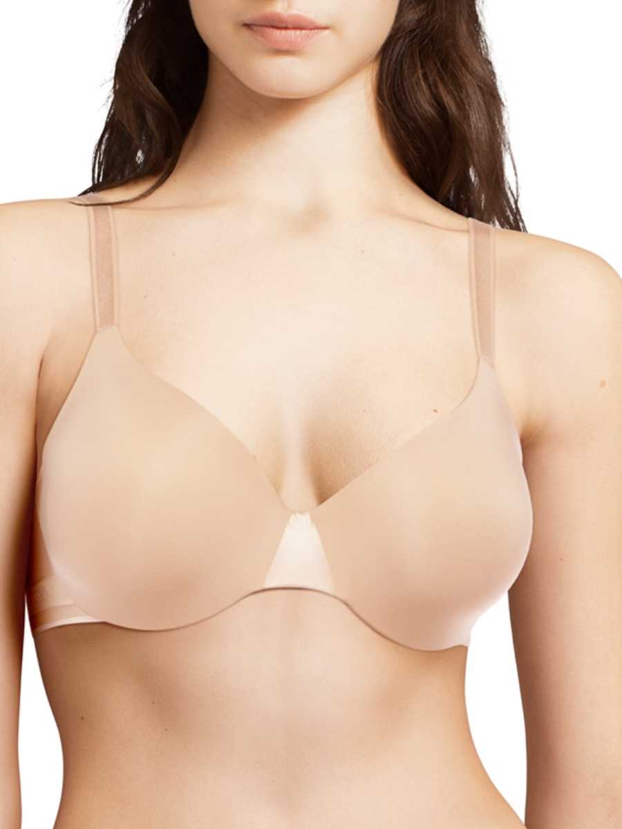 Chantelle Womens Essentiall Covering T-Shirt Bra – Beige Polyamide – Size 32DD