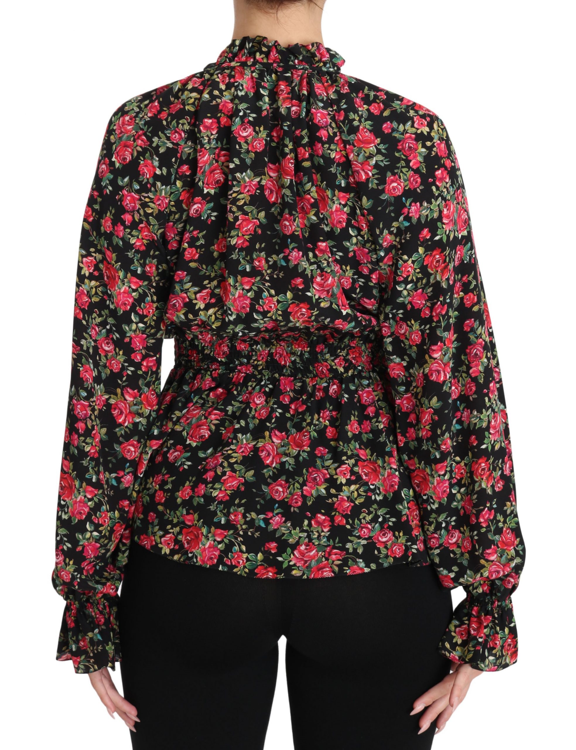 Dolce&Gabbana Svart Rostryck Blommig Skjorta Topp Blus dam – bild 2