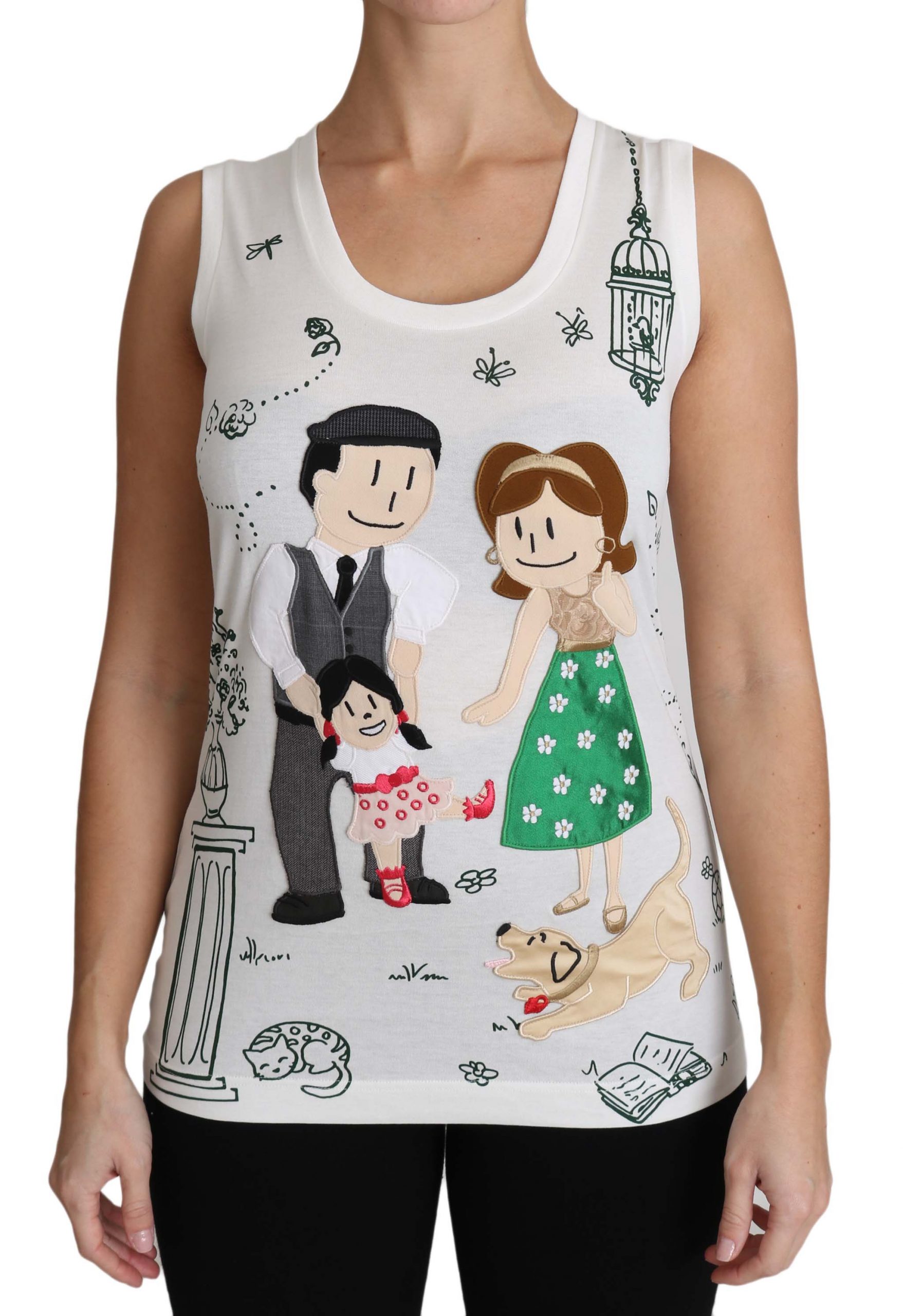 Thumbnail - Dolce & Gabbana Weißer Baumwolle #gdfamily Ärmelloses Shirt Tanktop