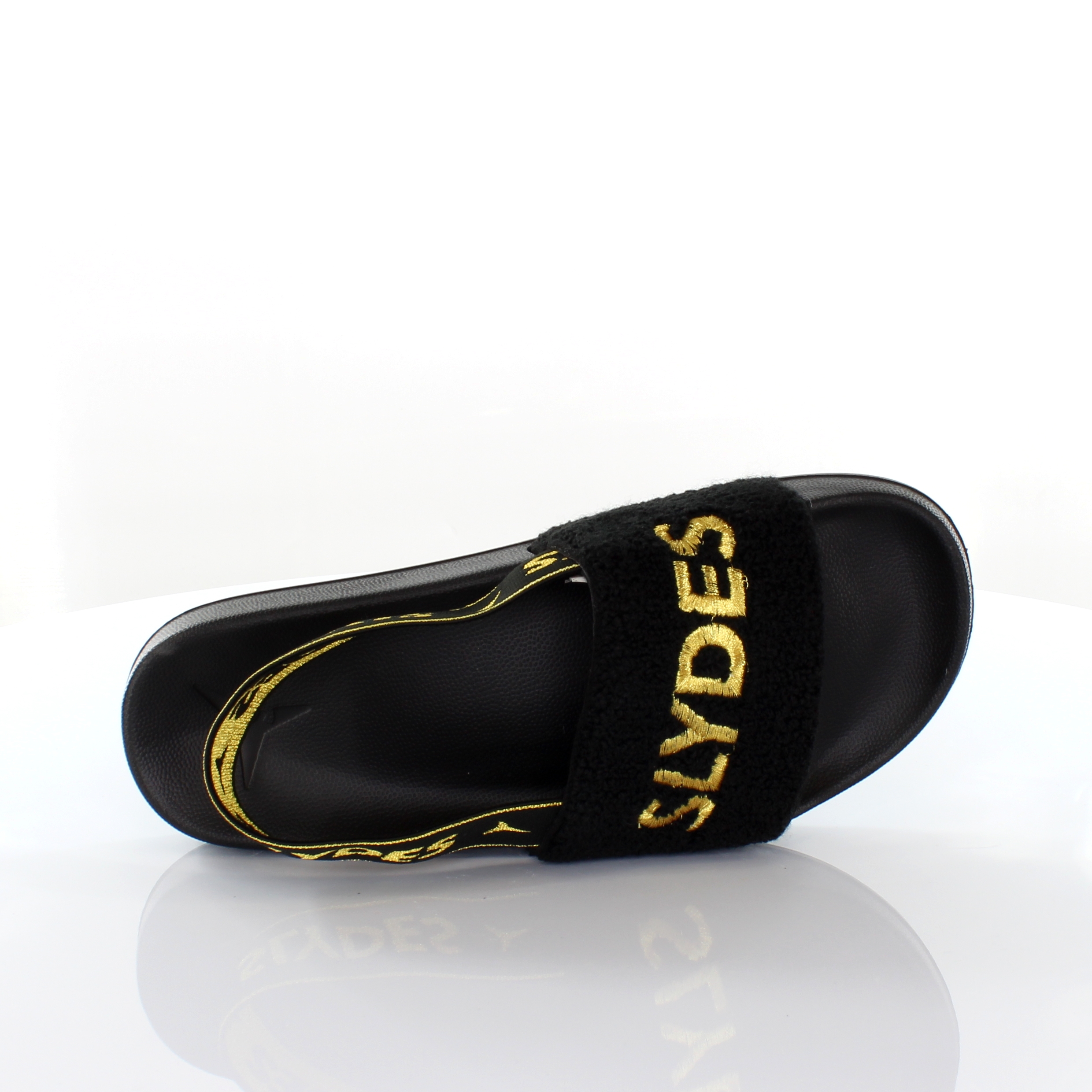 Slydes Coin Dam Slip On Back Strap Flip Flop Sliders Sandaler SS20 Svart Guld – bild 2