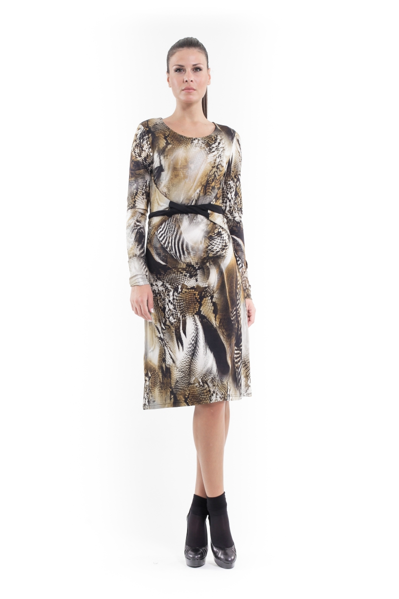 Krawatten-Detail-Kleid mit Animal-Print