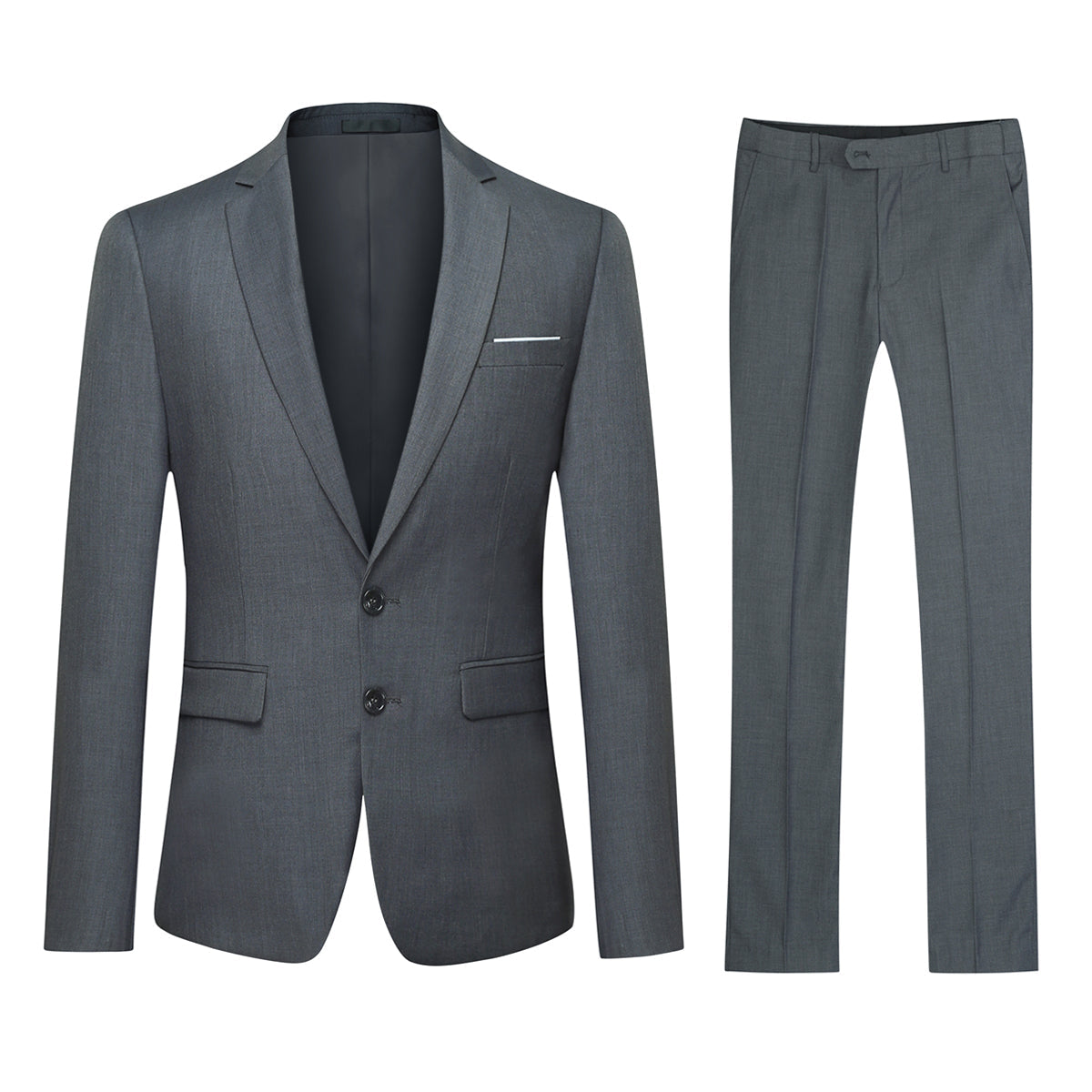 Thumbnail - 2-teiliger Slim Fit-Anzug für Herren mit zwei Knöpfen, grau