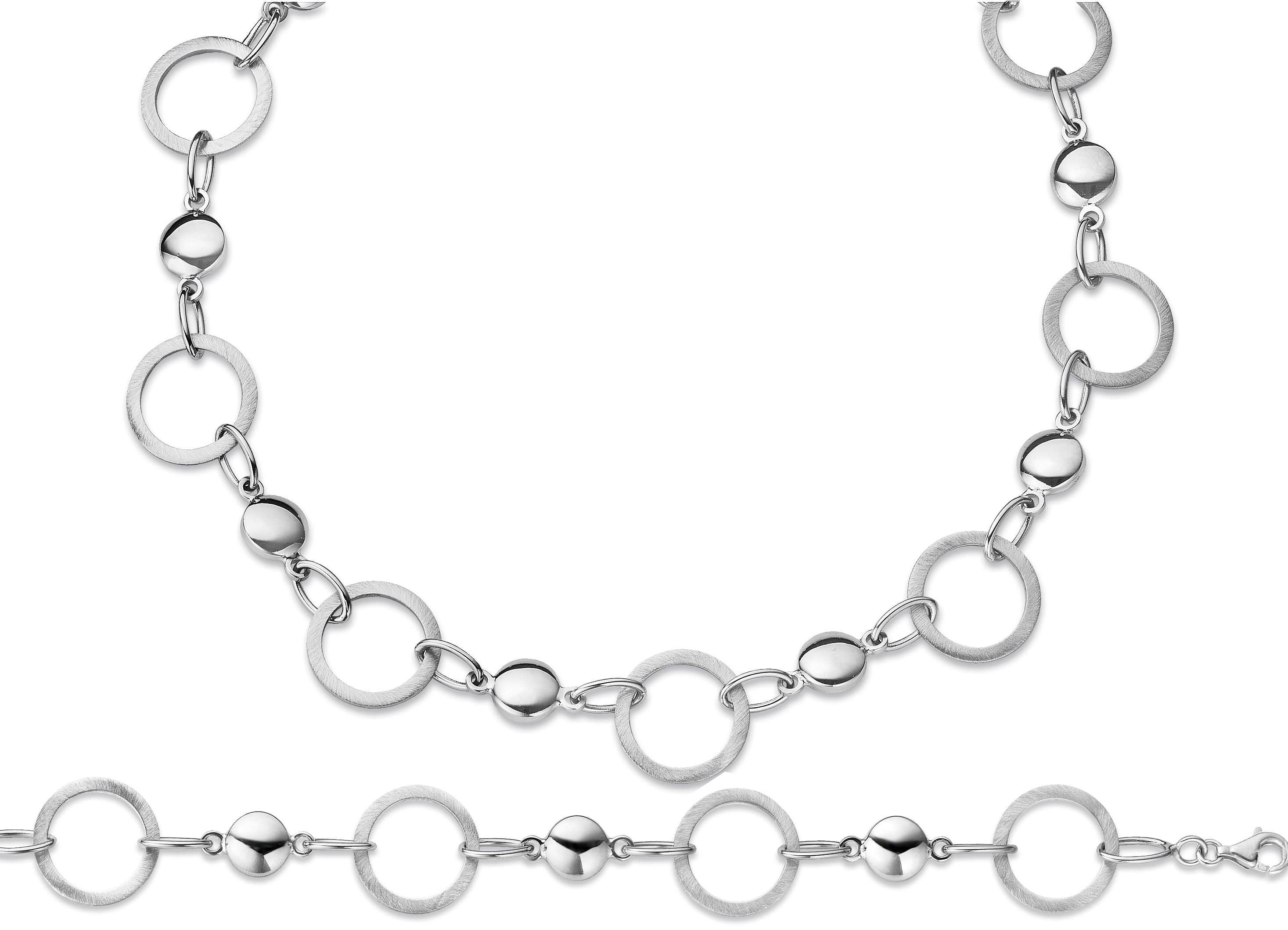 Orphelia Dames 925 Sterling Zilveren Set: Ketting + Armband - Zilver SET-014