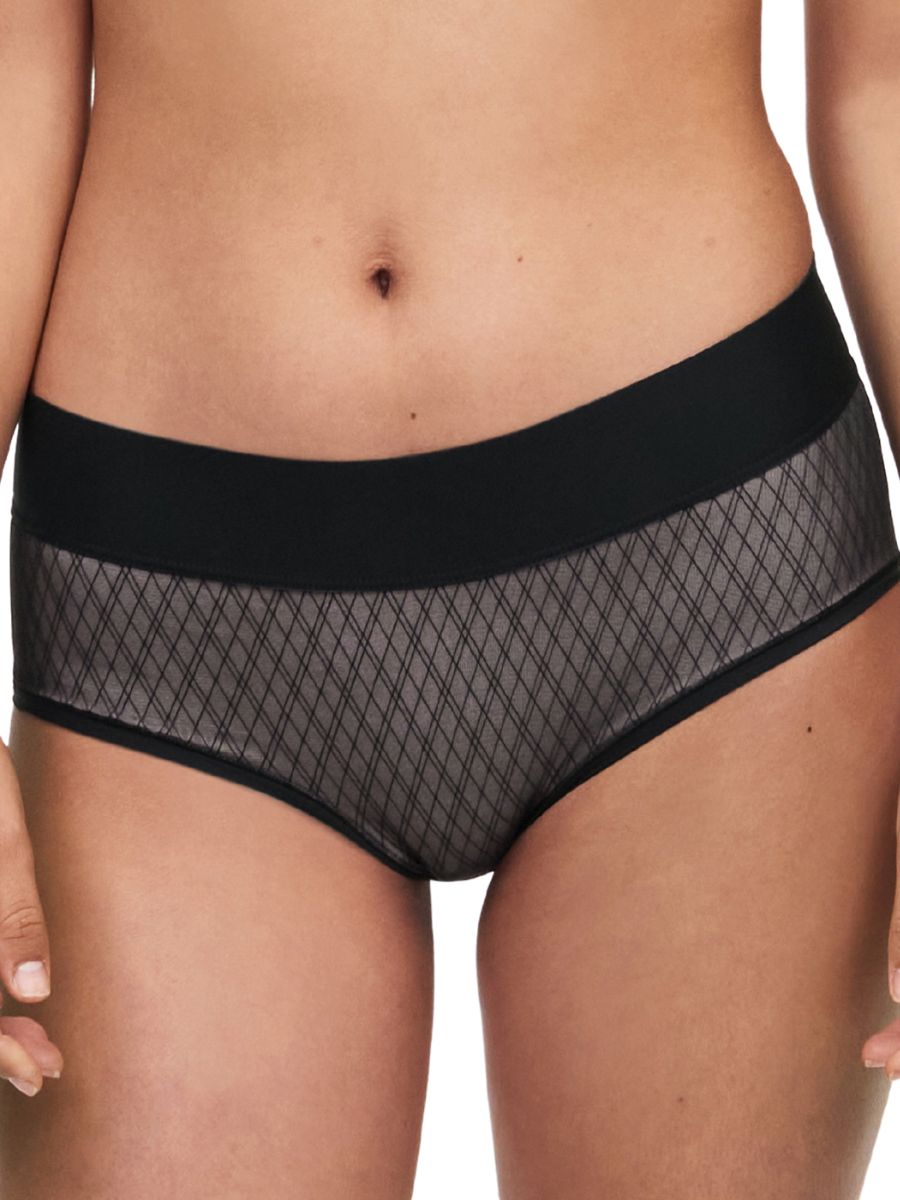 Chantelle Womens Smooth Lines Covering Shorty - Black Cotton - Size Medium