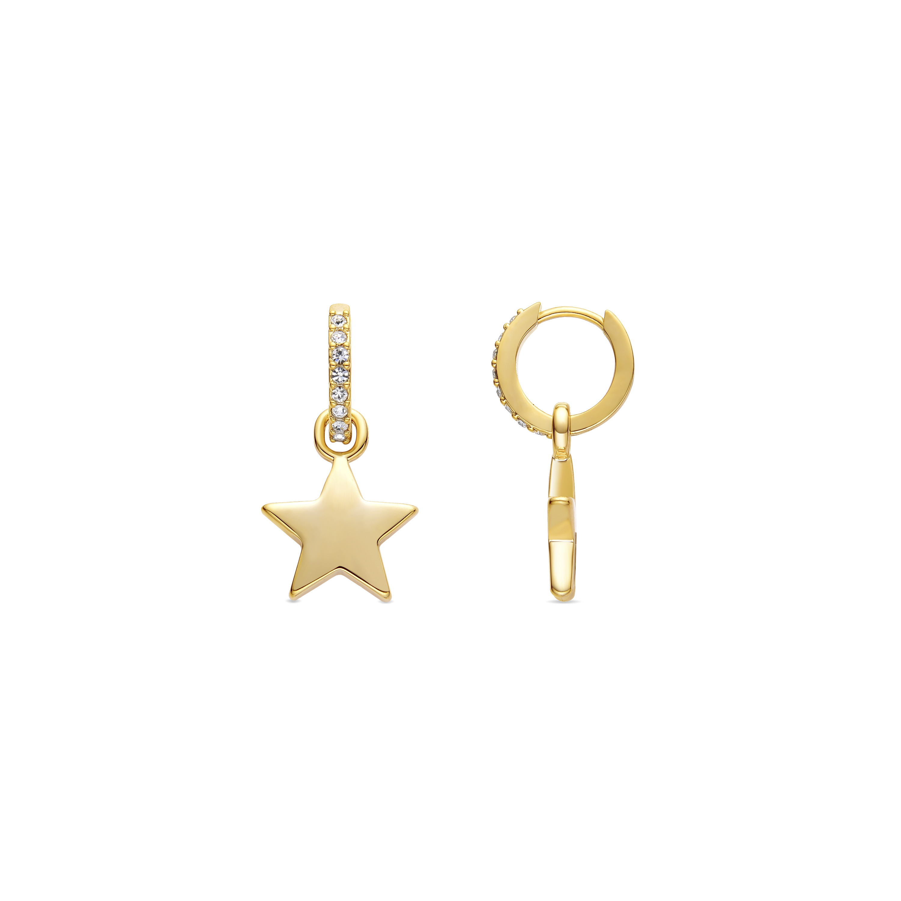 Luxenter 18K Gelbgold plattierte Brillant Zirkonia Ohrringe - Star