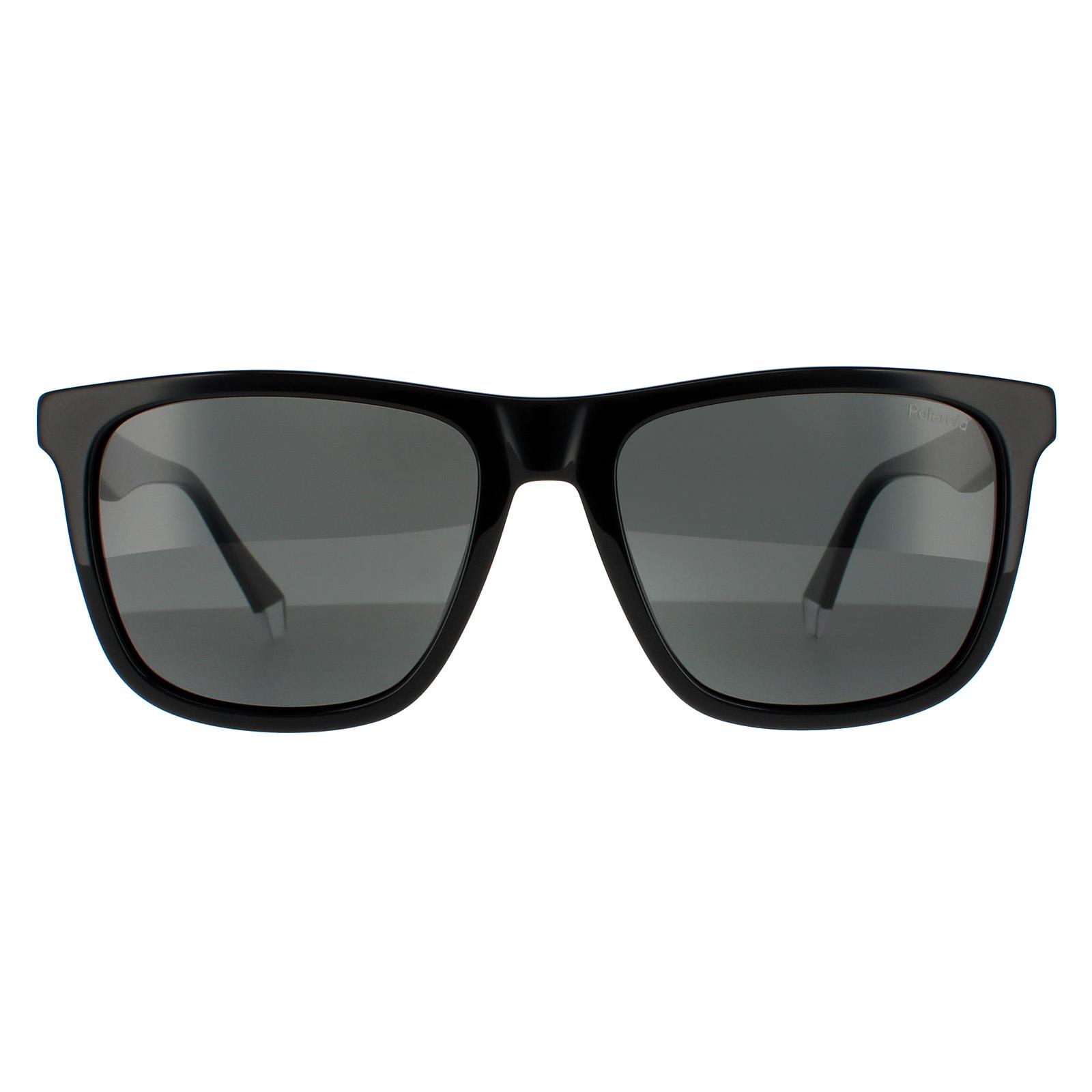 Thumbnail - Polaroid Square Unisex Schwarz Grau Polarisierte Sonnenbrille