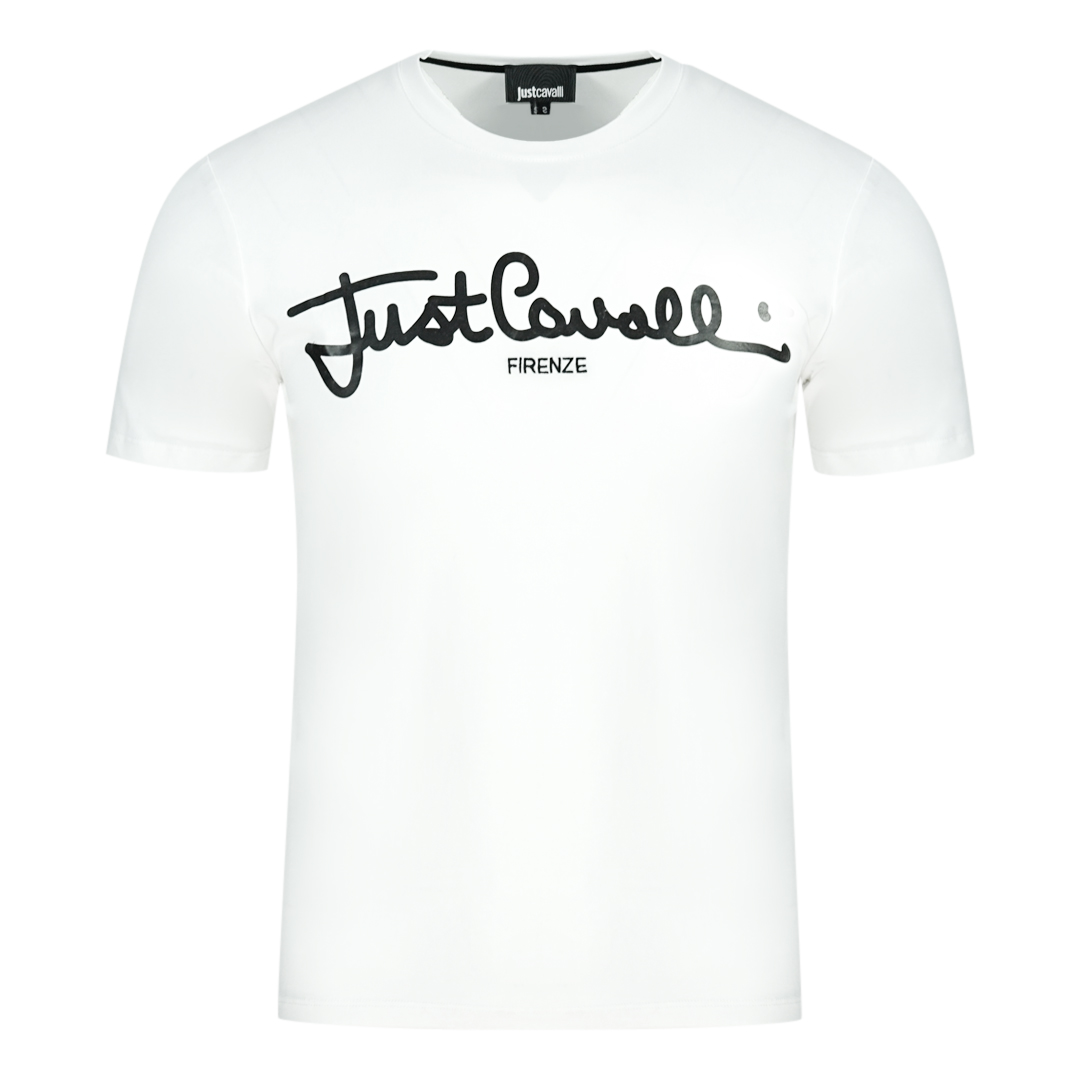 Thumbnail - Just Cavalli Logo Unterschrift Weißes T-Shirt
