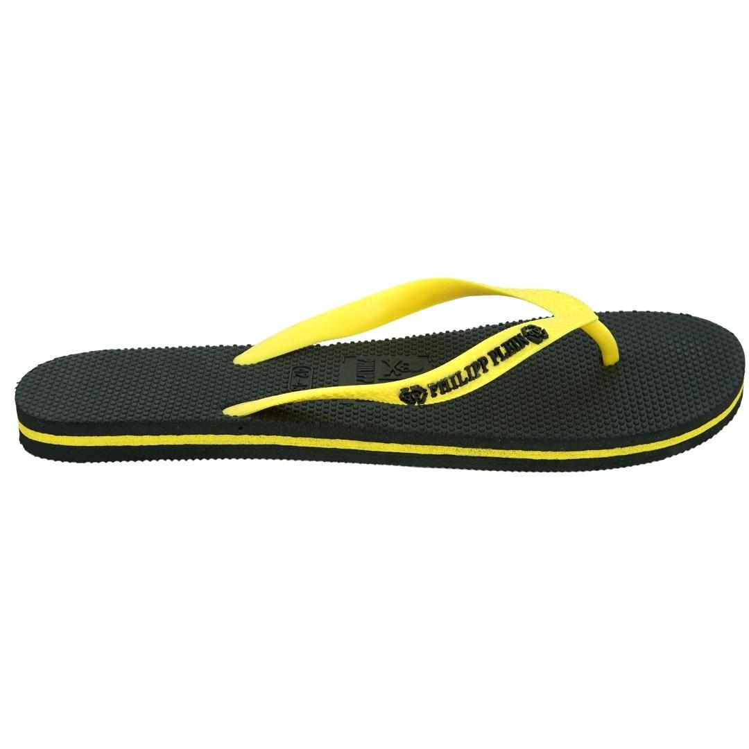 Thumbnail - Philipp Plein Marke Logo Schwarz Gelb Flip Flops