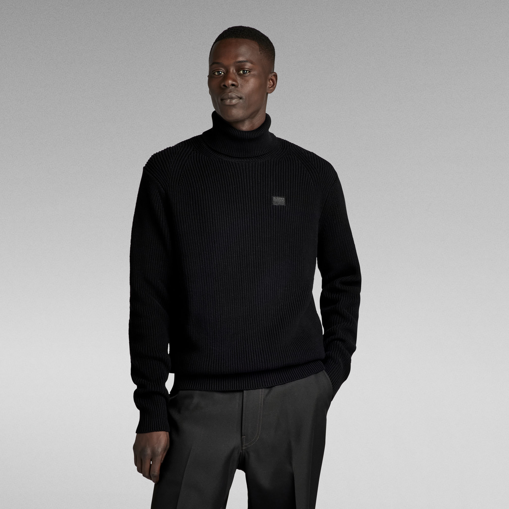 G Star Raw Mens G-Star RAW Pullover Turtle Knitted - Black Cotton - Size X-Large