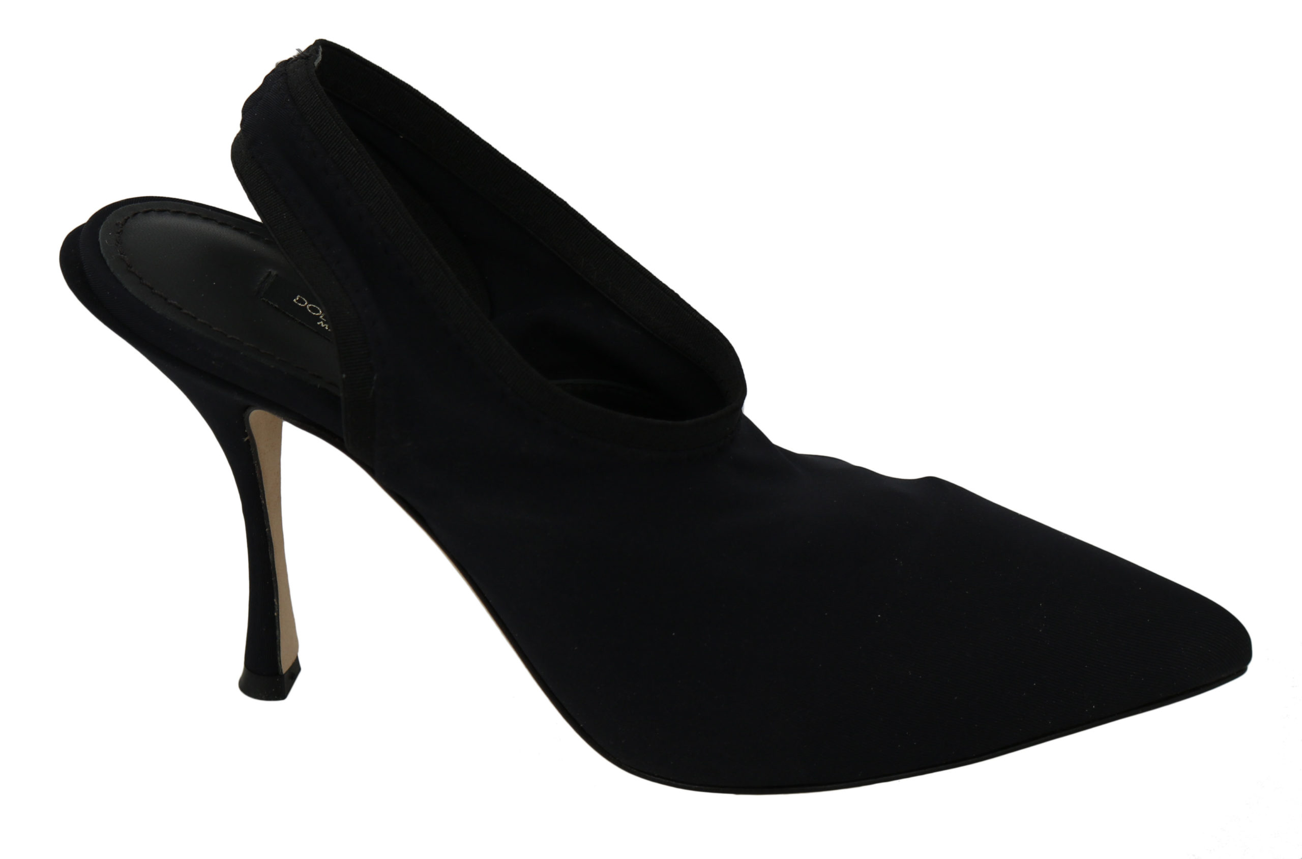 Dolce & Gabbana Womens Black Jersey Stretch Heels Slingback Shoes
