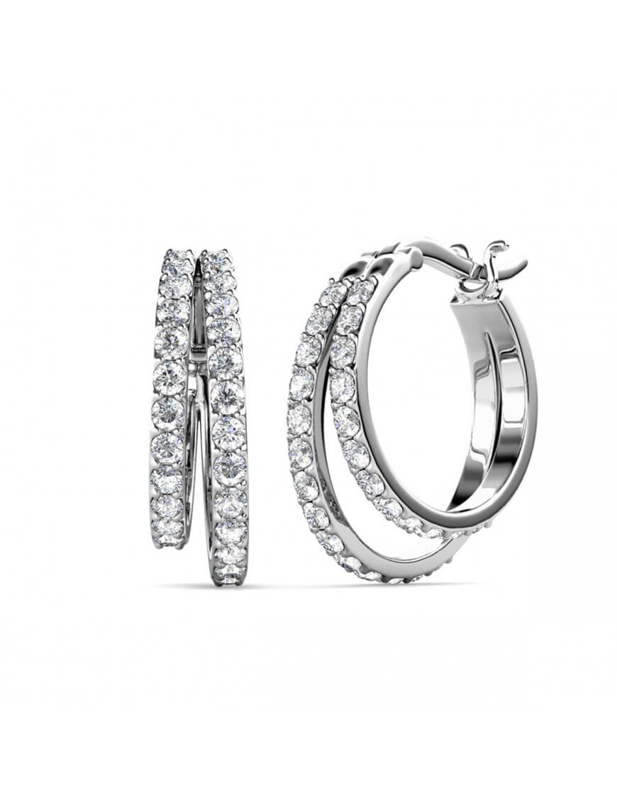 Thumbnail - Duo-Ring-Ohrringe - Silber und Kristall