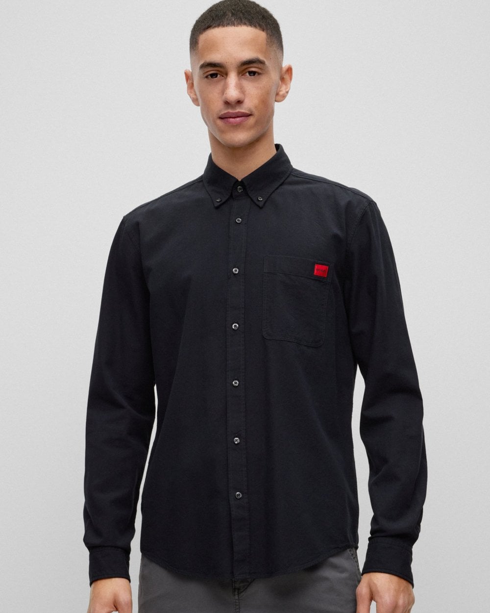 Hugo Evito Slim Fit Mens Long Sleeved Shirt - Black - Size Medium