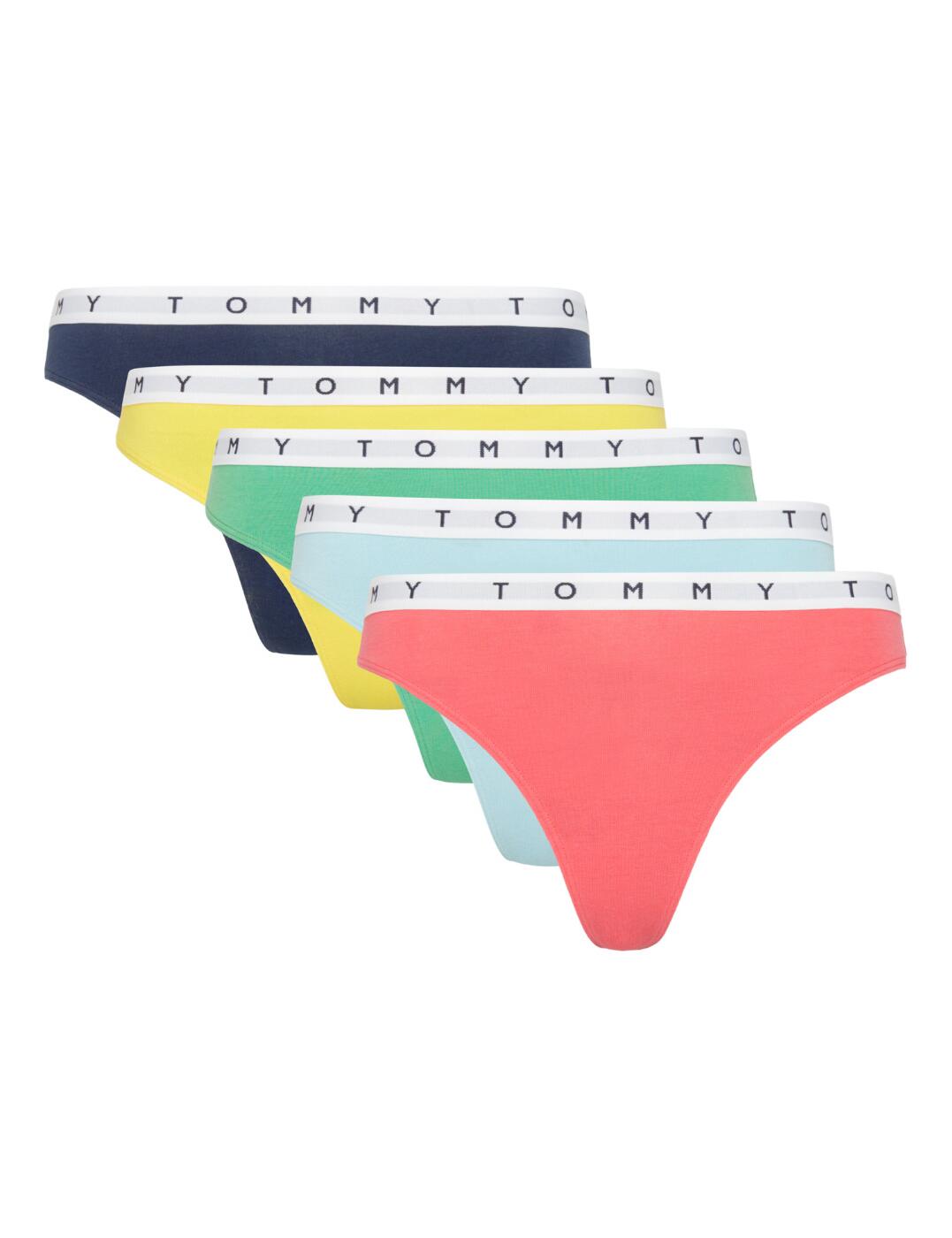 Tommy Hilfiger Womens UW0UW03577 5 Pack Thong – Multicolour – Size 16 UK
