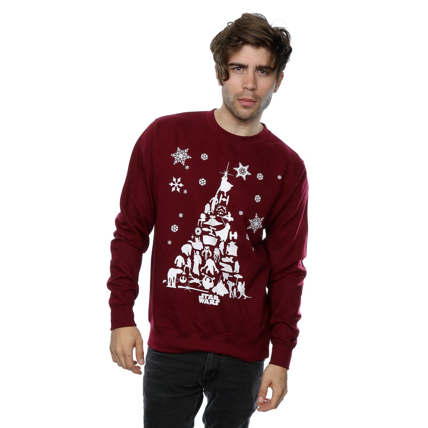 Star Wars Mens Christmas Tree Sweatshirt (Burgundy) herr – bild 2