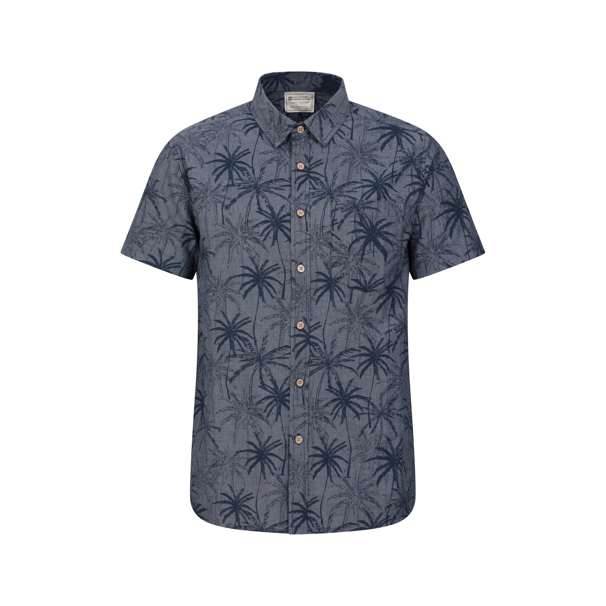 Mountain Warehouse Mens Tropical Palm Tree Shirt (Dark Blue) Cotton - Size Small