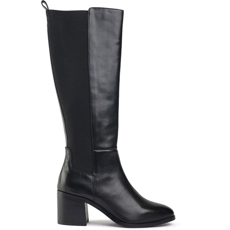 Sole Womens Gillie Elasticated Knee High Boots – Black Leather – Size UK 5