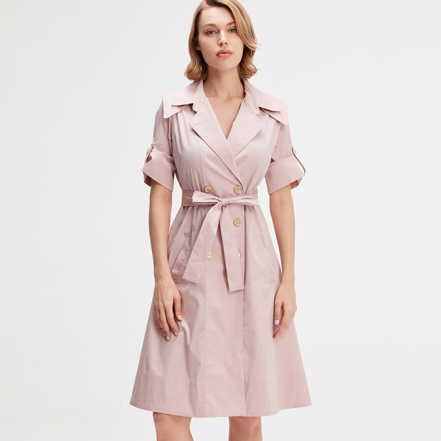 Smart & Joy Klänning med trenchcoat i bomull dam – bild 2