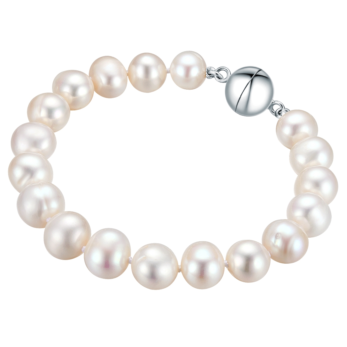 Valero Pearls Womens Female Fresh Water Cultured Pearl(s) Bracelet - White Sterling Silver - Size 23 Cm