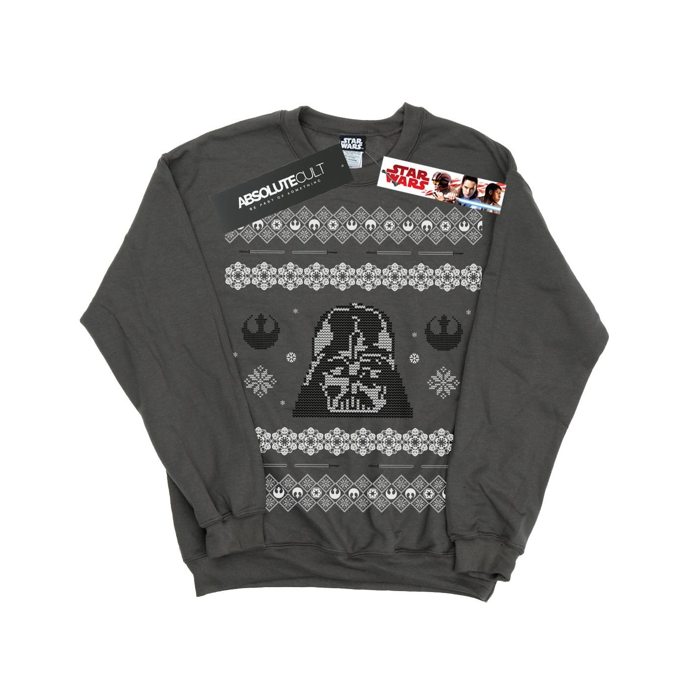 Thumbnail - Star Wars Mens Christmas Darth Vader Fair Isle Sweatshirt (Charbon de bois)