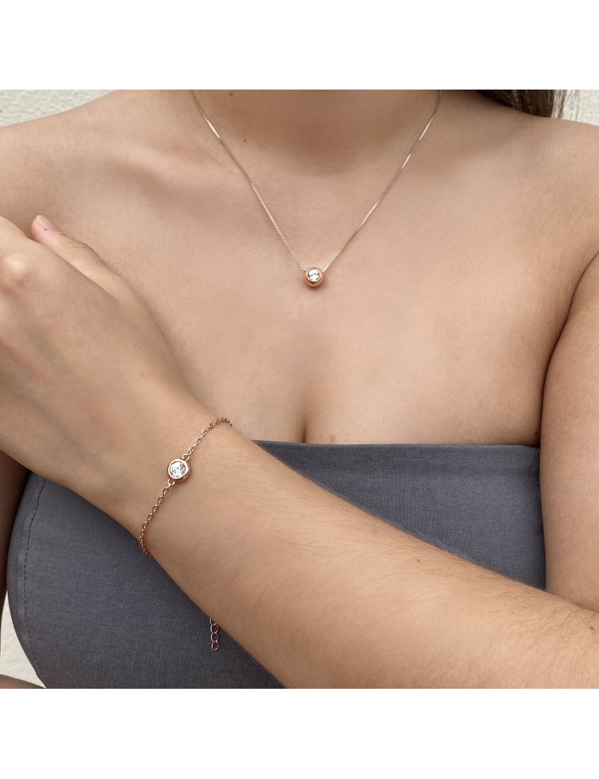 MYC Paris Birth Moon Set roséguld och kristall halsband dam – bild 2