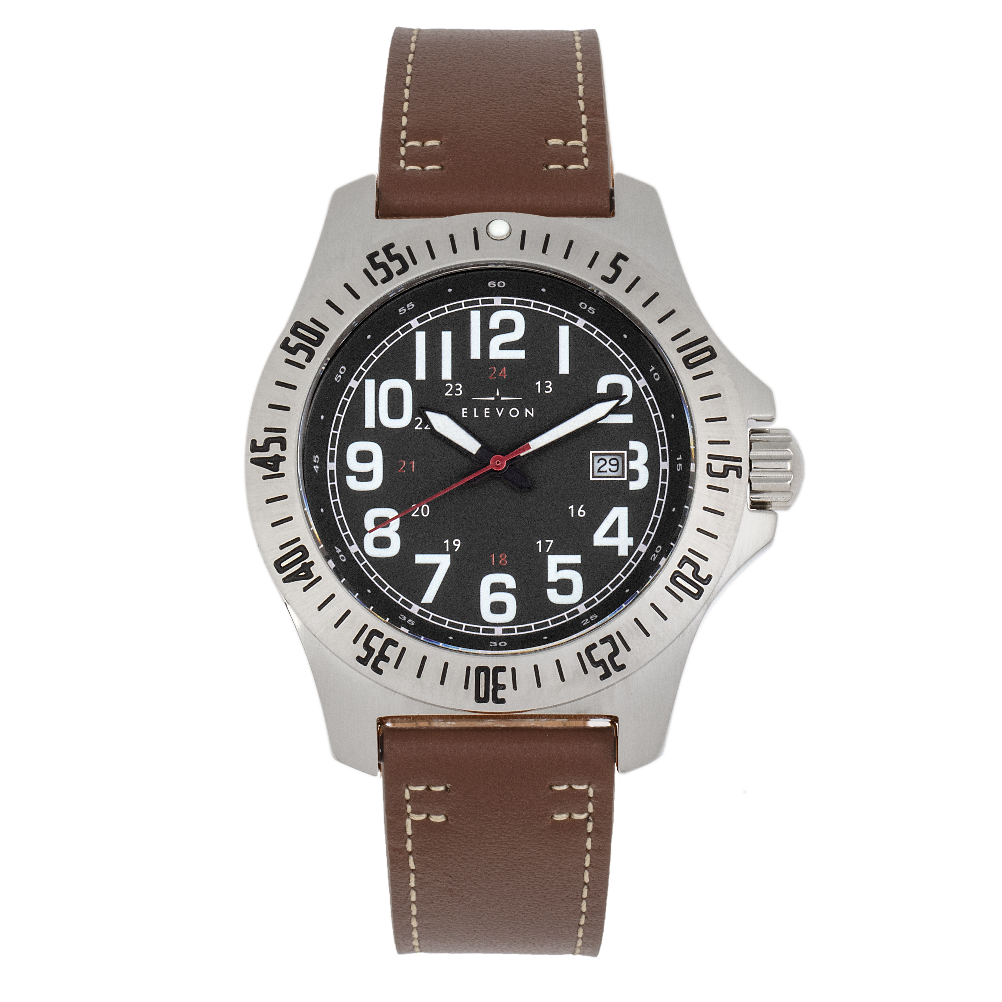 Montre Elevon Aviator avec bracelet en cuir et date