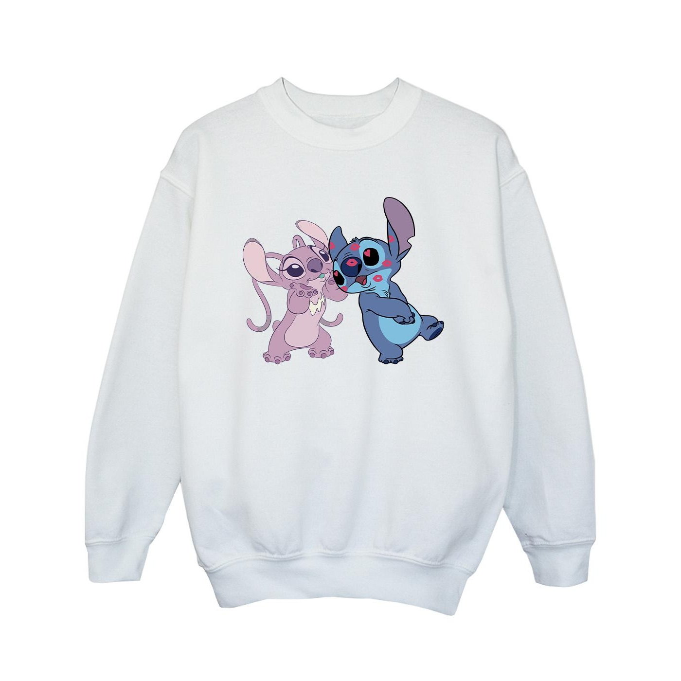 Disney Girls Lilo & Stitch Kisses Sweatshirt (White) - Size 9-11Y