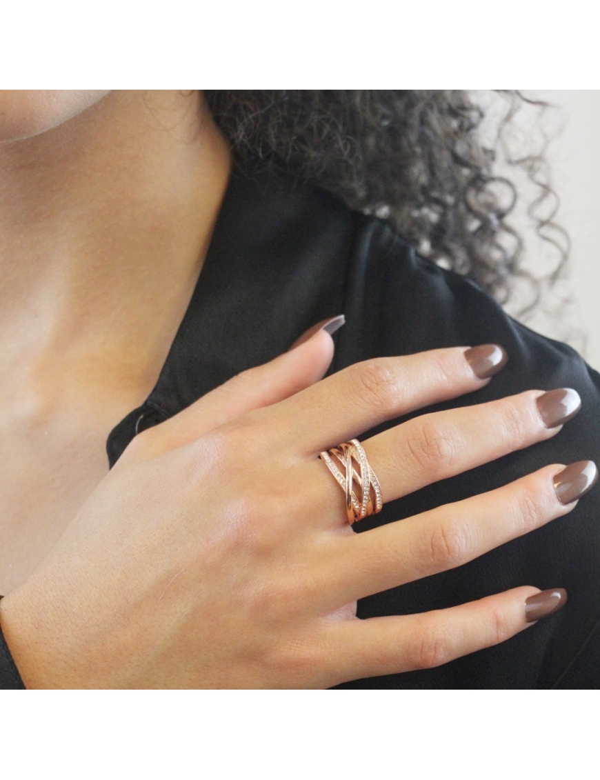 MYC Paris Criss Cross-ring roséguld och kristall dam – bild 2