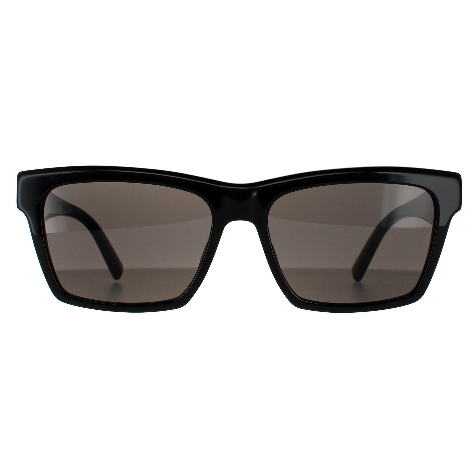 Thumbnail - Saint Laurent Rechteck Unisex glänzend schwarz dunkelgrau Sonnenbrille