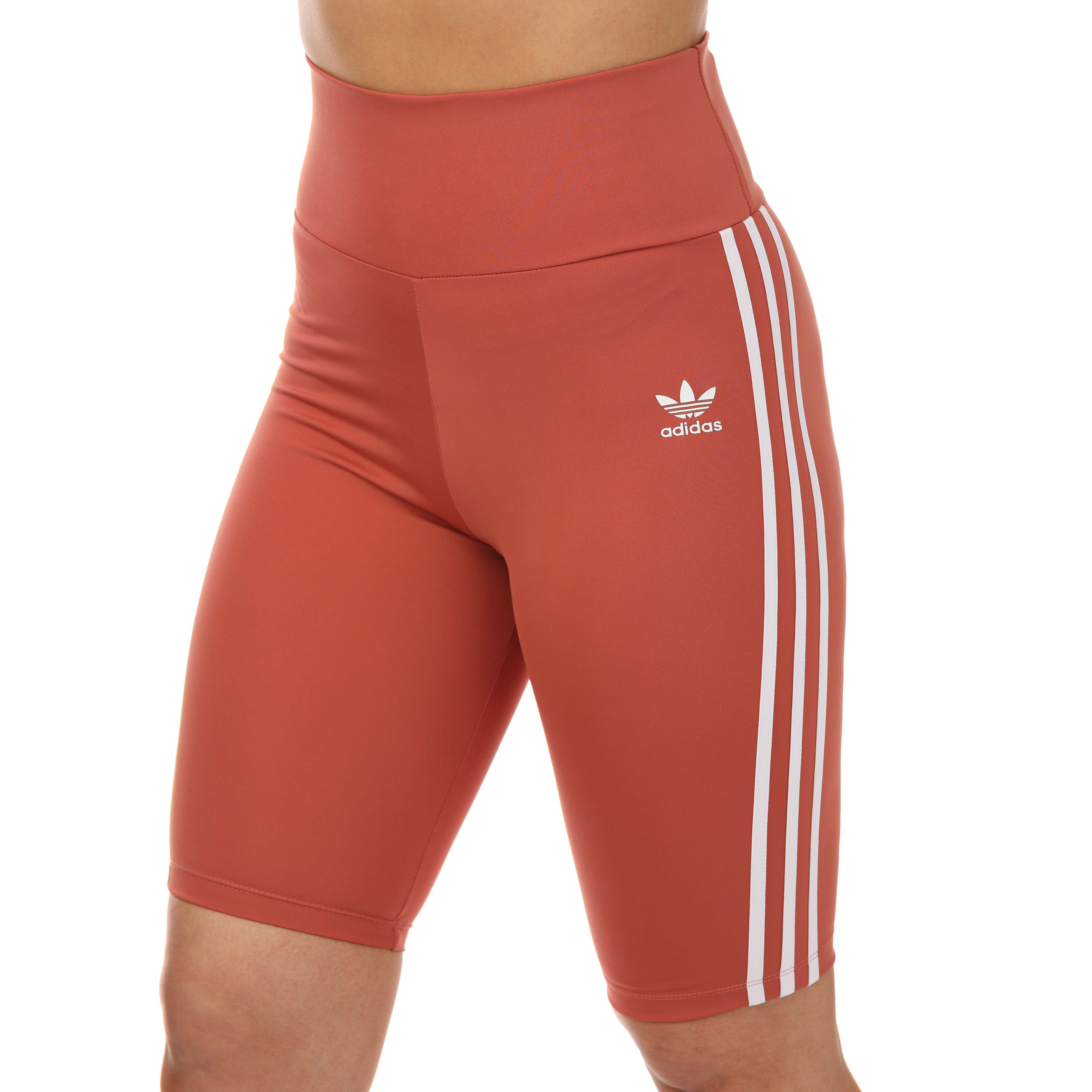 adidas Originals Womens Adicolor Classics Primeblue High-Waisted Short Tights - Brown - Size 14 UK
