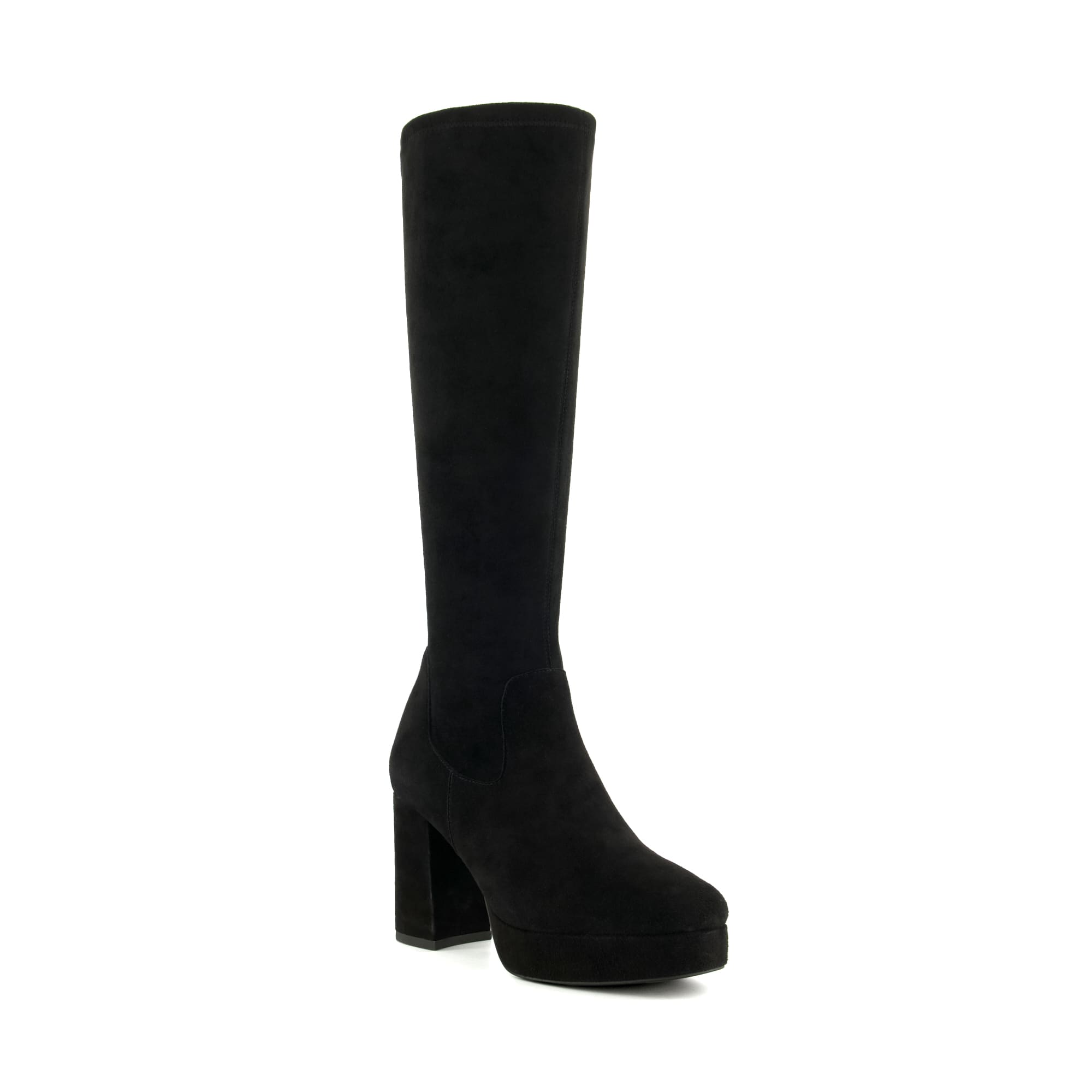 Dune London Womens Ladies Sassy – Platform Knee-High Boots – Black Micro Fibre – Size UK 7