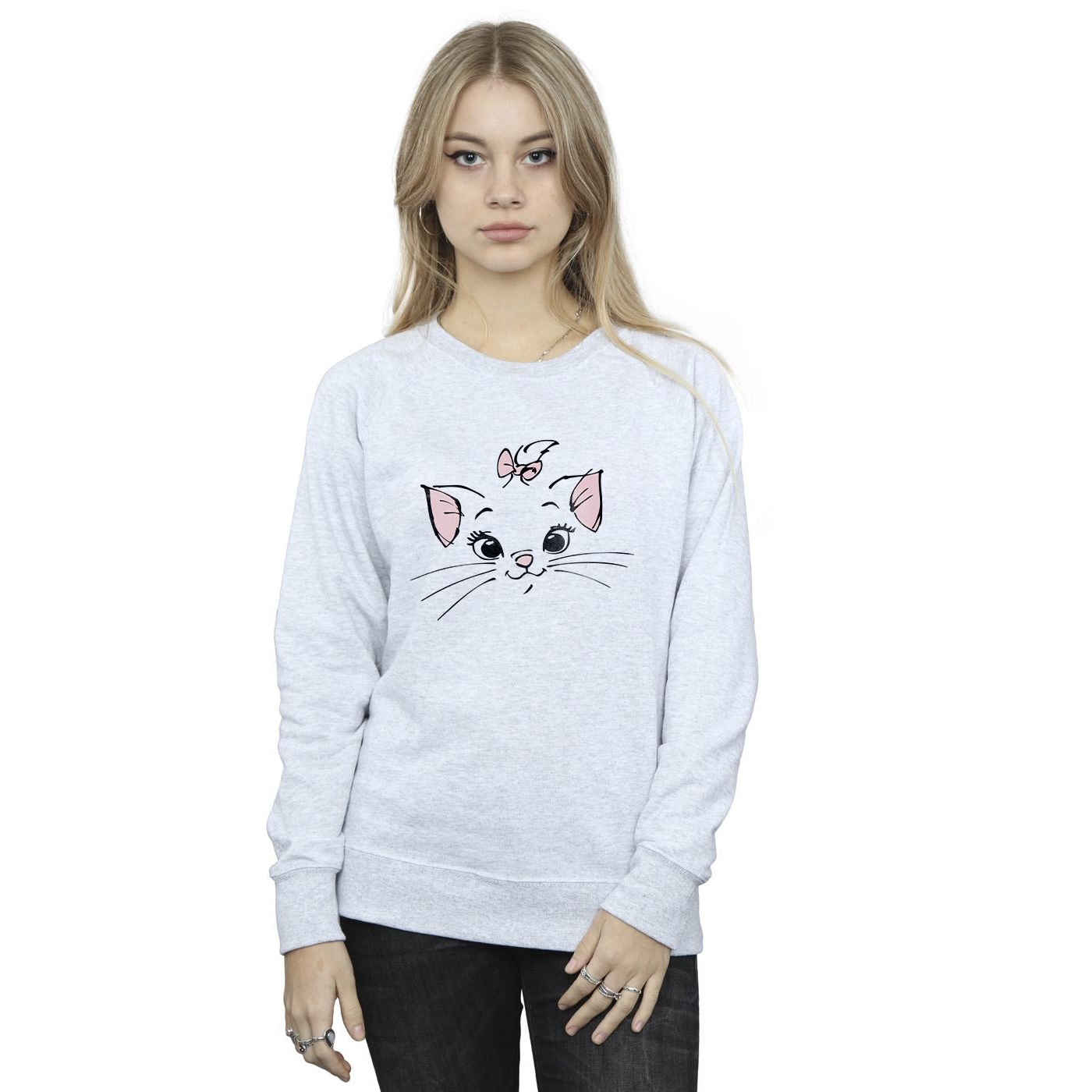 Thumbnail - Disney - "Classics Marie Face Pocket" Sweatshirt für Damen (Grau)