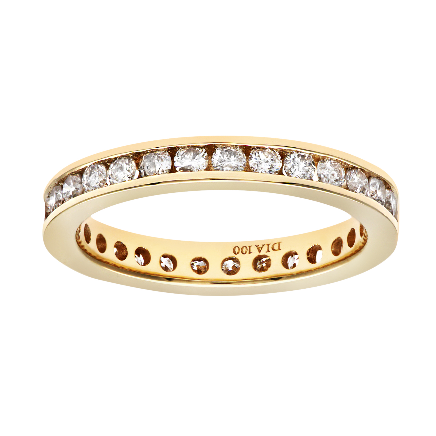 Diamant L’Eternel Womens 18ct Yellow Gold 1 Carat Diamond Channel Set Eternity Ring – Size N