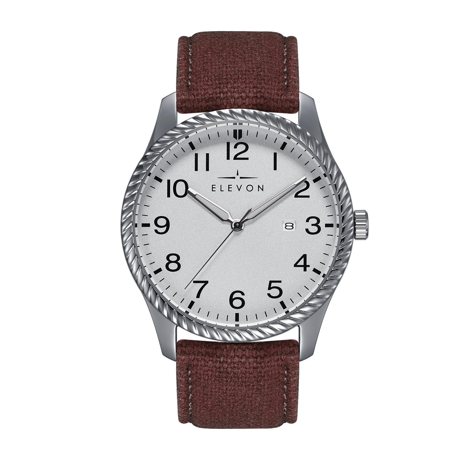 Thumbnail - Montre Elevon Crosswind avec bracelet en cuir recouvert de toile et date