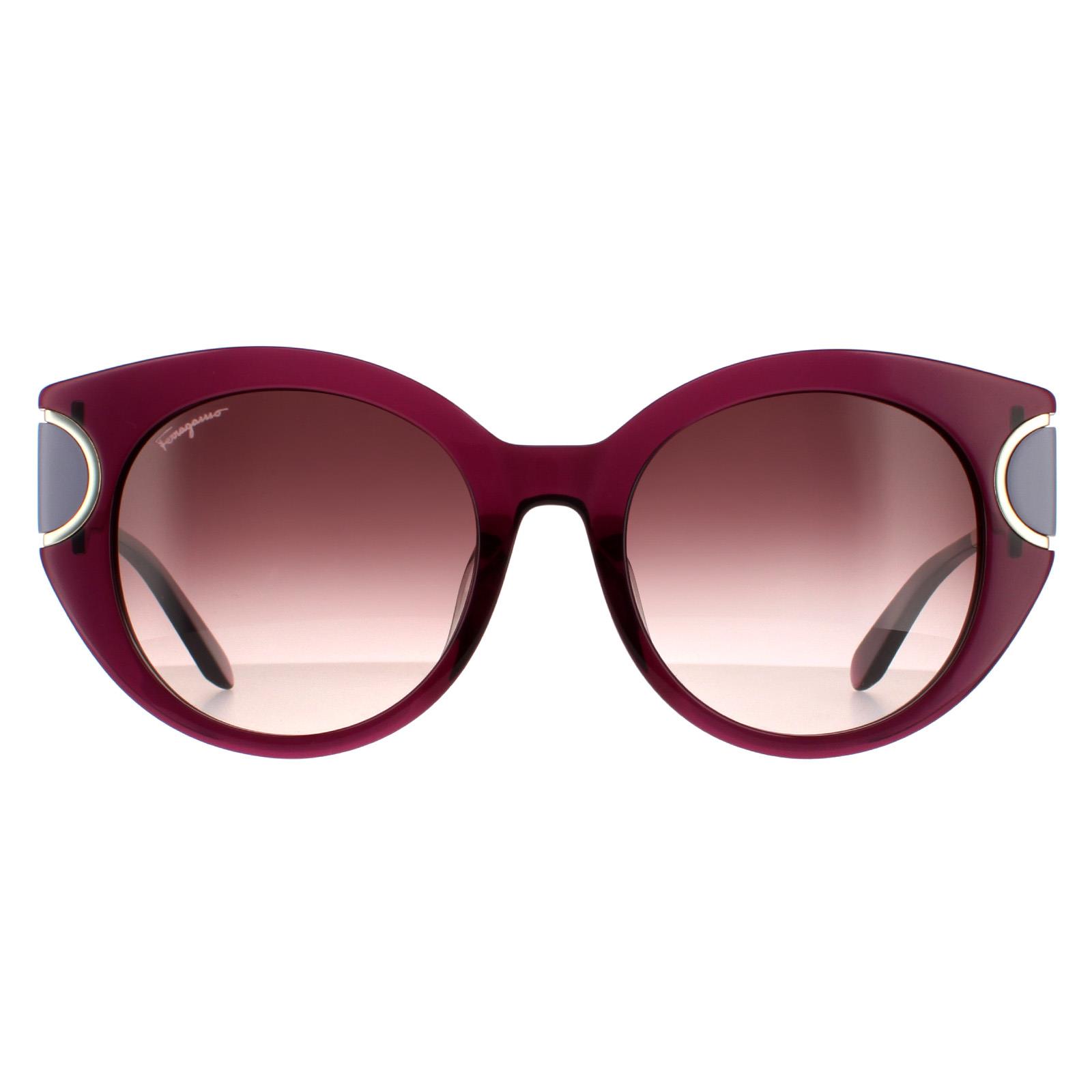 Thumbnail - Salvatore Ferragamo Cat Eye Damen Violett Braun Wein Gradient Sonnenbrille