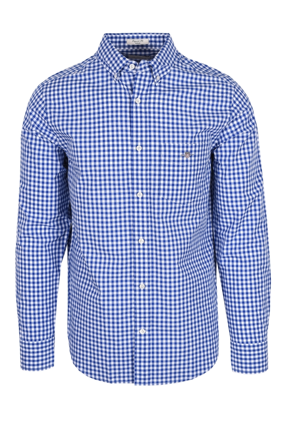 Gant Mens Reg Poplin Gingham Shirt College Blue - Size X-Large