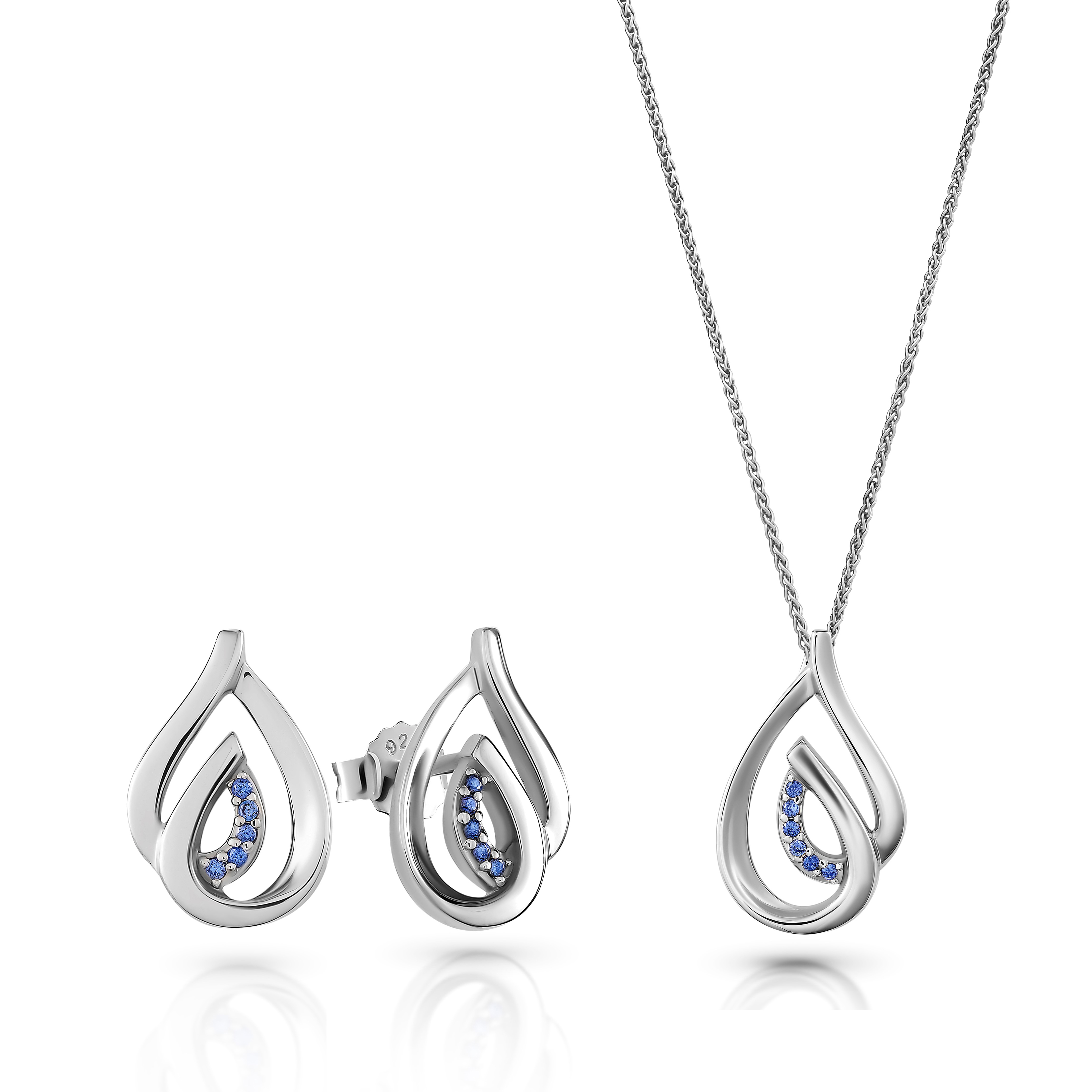 Orphelia 'Dazzle' Womens 925 Sterling Silver Set, Chain-Pendant + Earrings - Set-7518/B - One Size