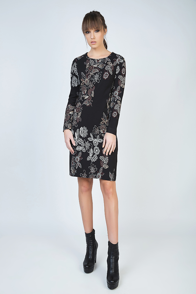 Thumbnail - Print Langärmeliges gerades Kleid