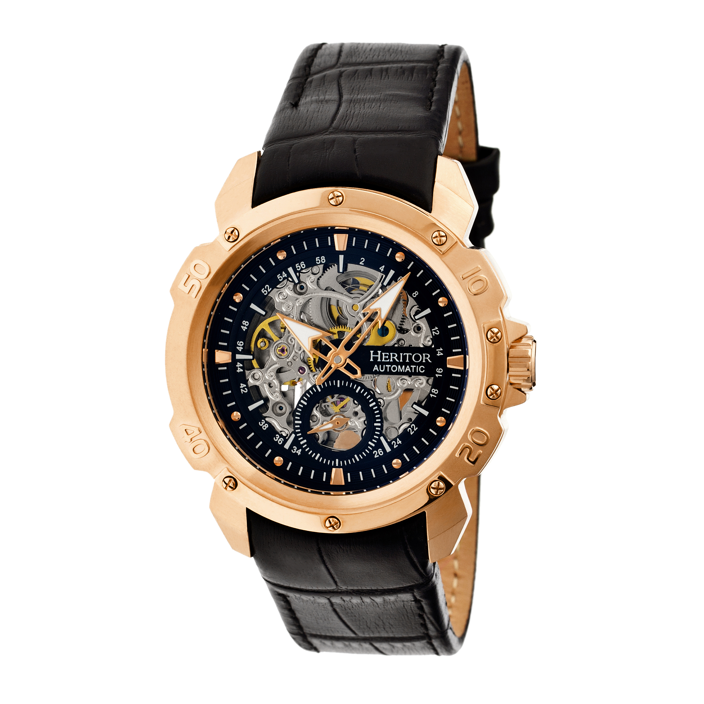 Thumbnail - Montre automatique Heritor Conrad Skeleton à bracelet en cuir