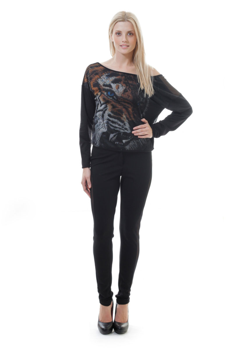 Thumbnail - Transparentes Top mit tiefem Rückenausschnitt in Schwarz